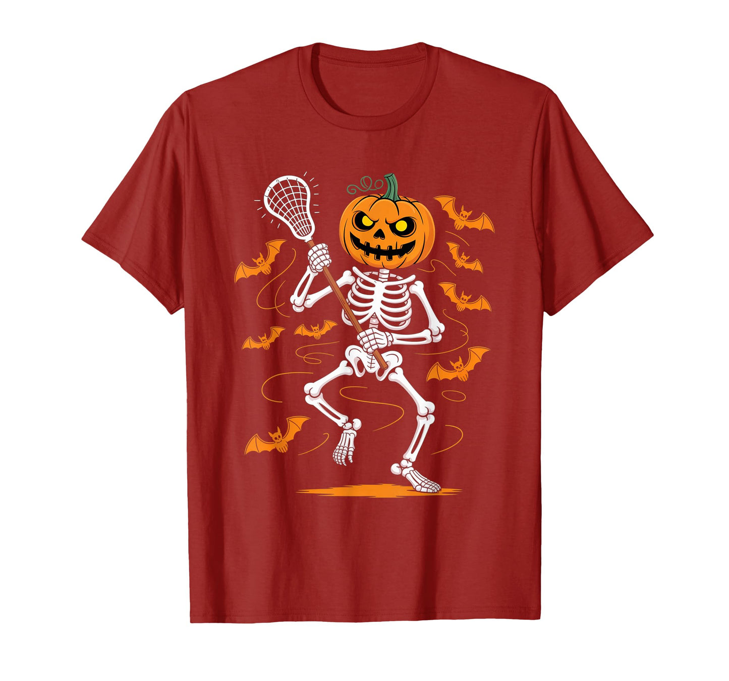Funny Halloween Skeleton Pumpkin Lacrosse Spooky Halloween T-Shirt