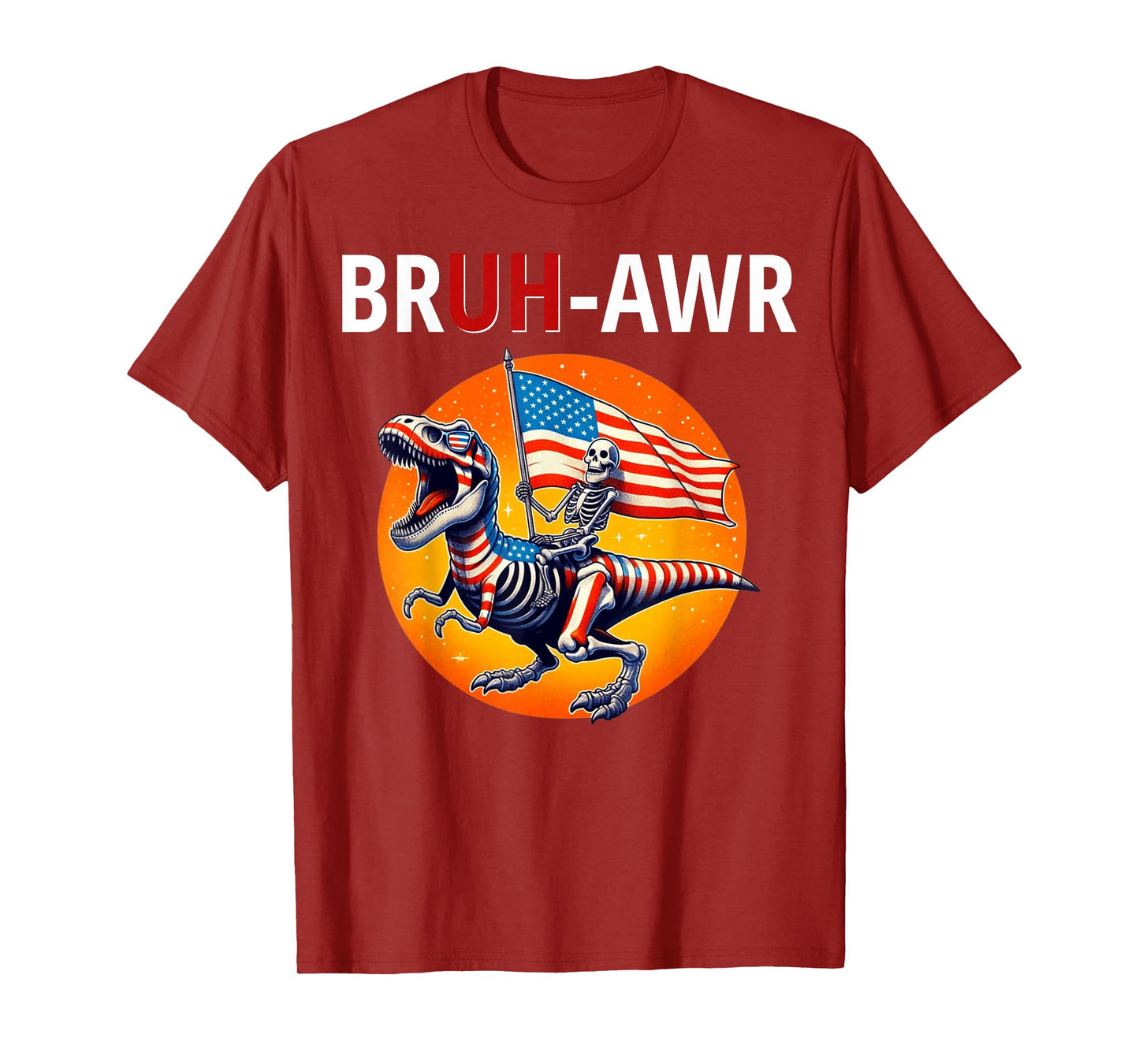 Bruh T Rex Meme Dinosaur, USA, Skeleton, America T-Shirt