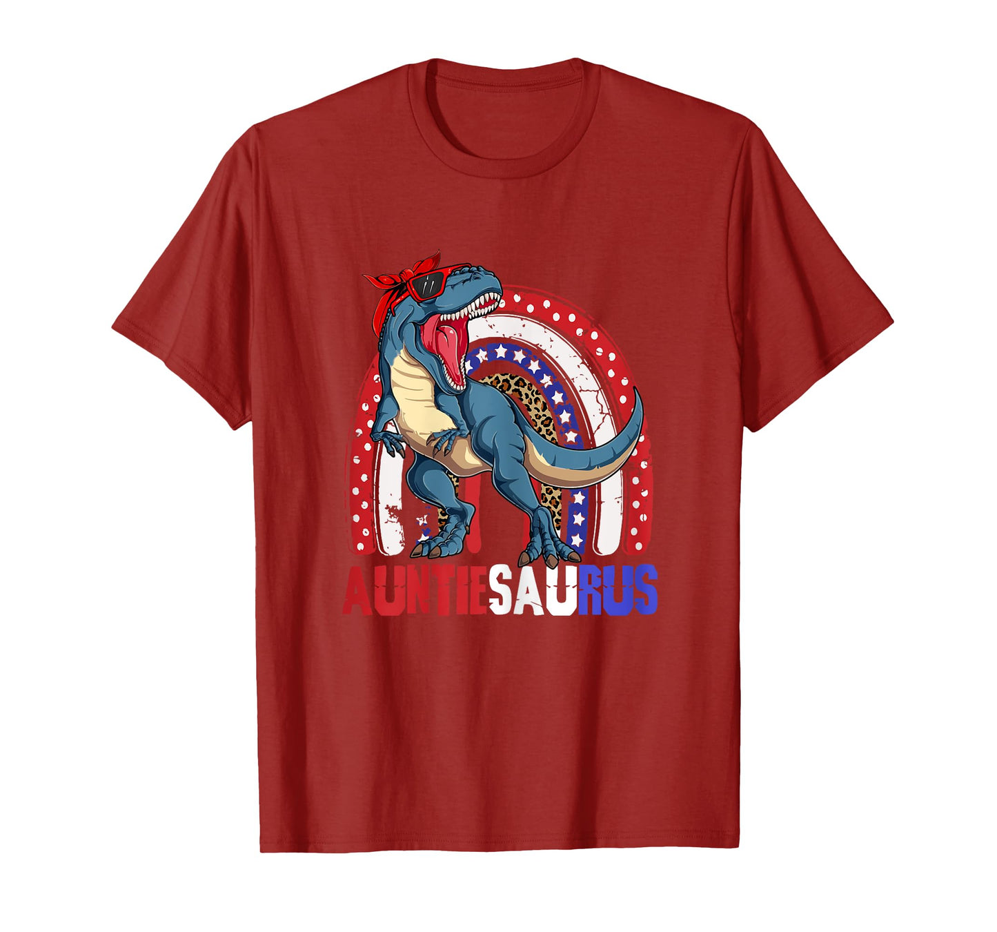 Auntiesaurus T Rex Dinosaur Auntie Saurus Family 4th of July T-Shirt