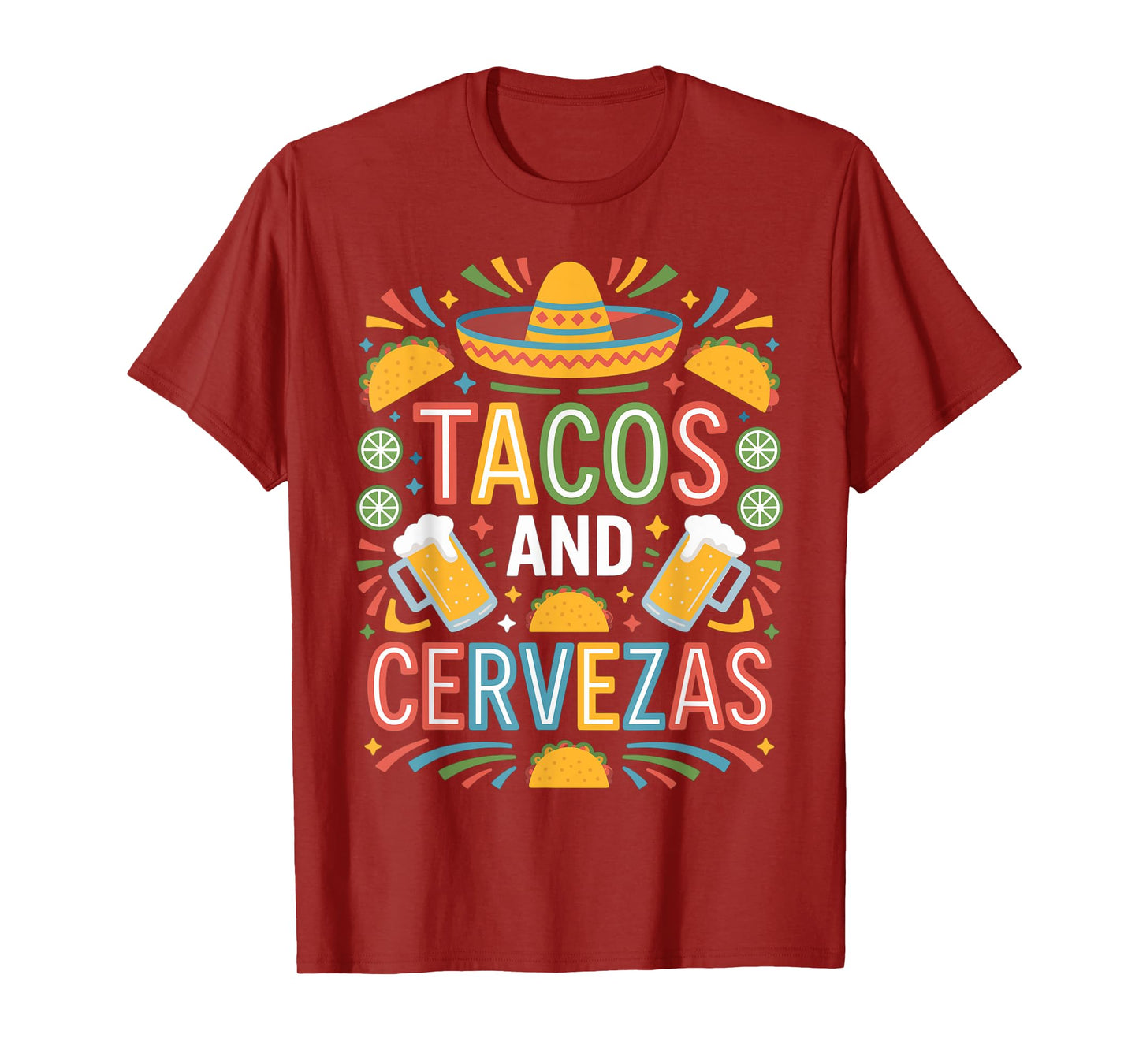 Tacos And Cervezas Fiesta Sombrero T-Shirt