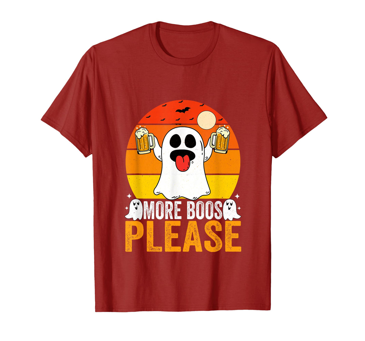 More Boos Please Ghost Beer Retro Halloween Drinking Men T-Shirt