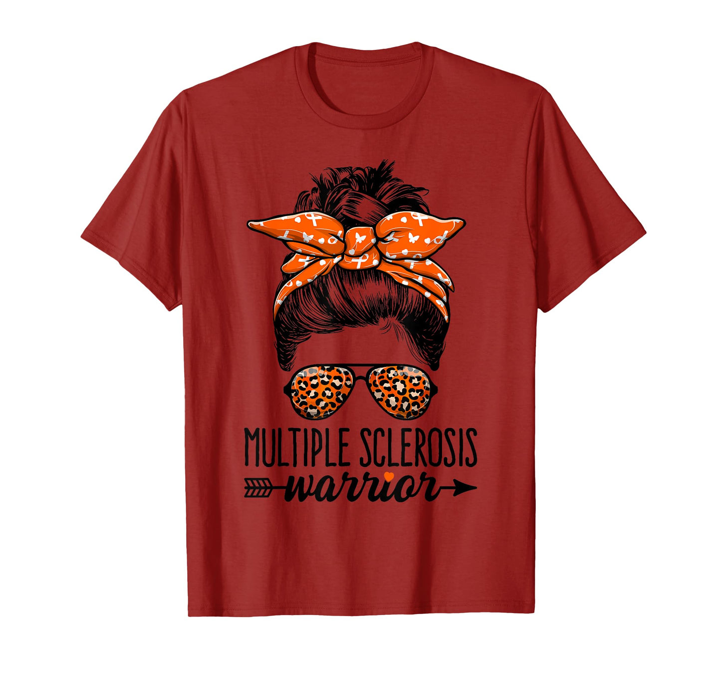 Womens MS Warrior Messy Bun - Multiple Sclerosis Awareness T-Shirt