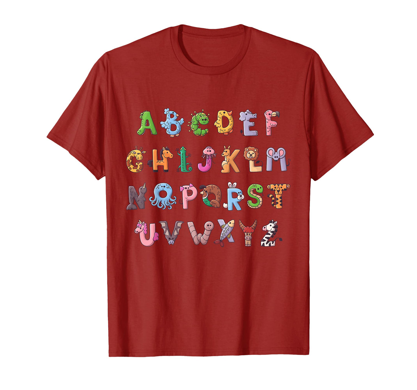 Funy Alphabet ABCs Animal Learning Kindergarten Teacher T-Shirt