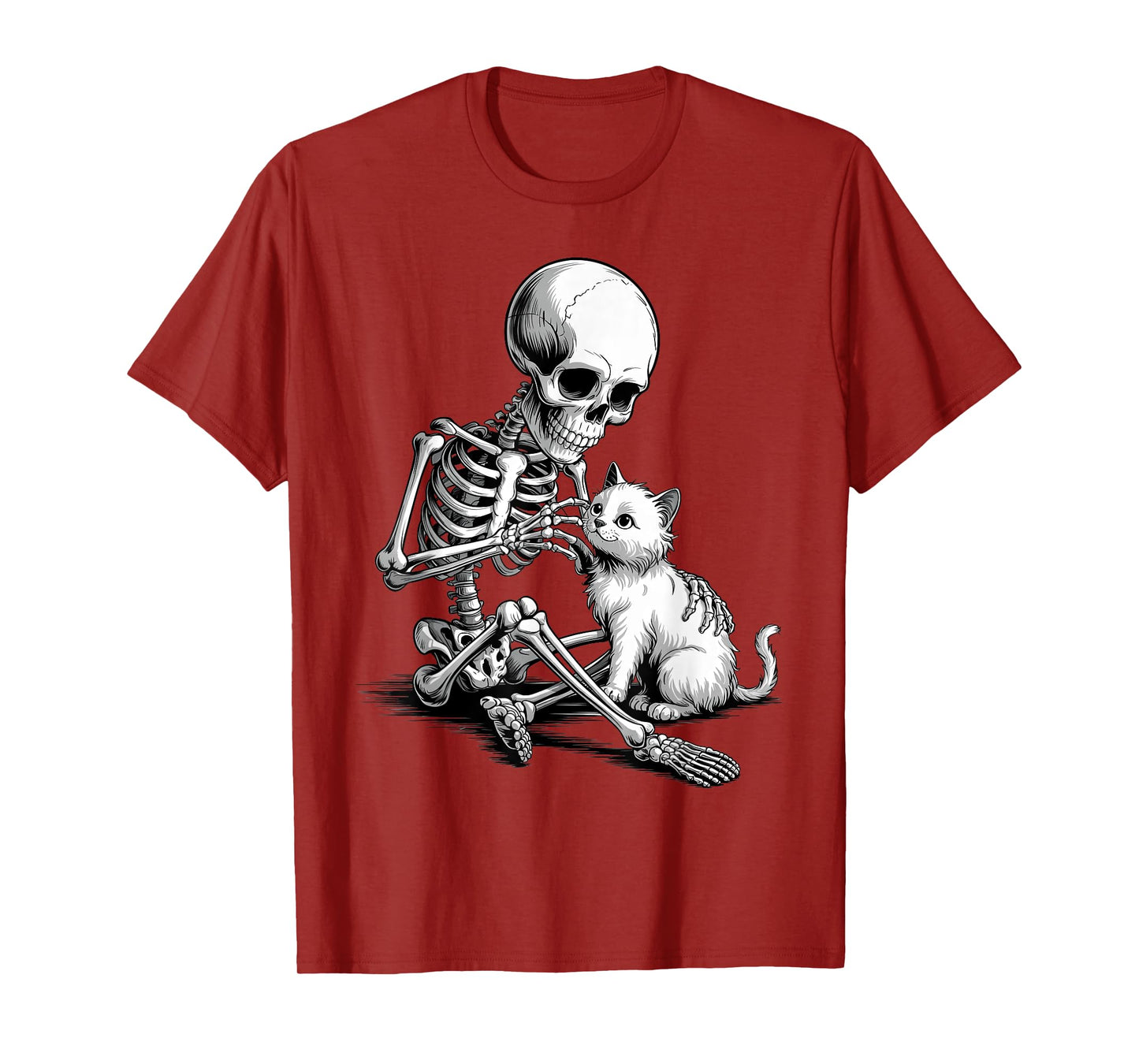 Halloween Costume Vintage Skeleton Hugging Cat Spooky Season T-Shirt