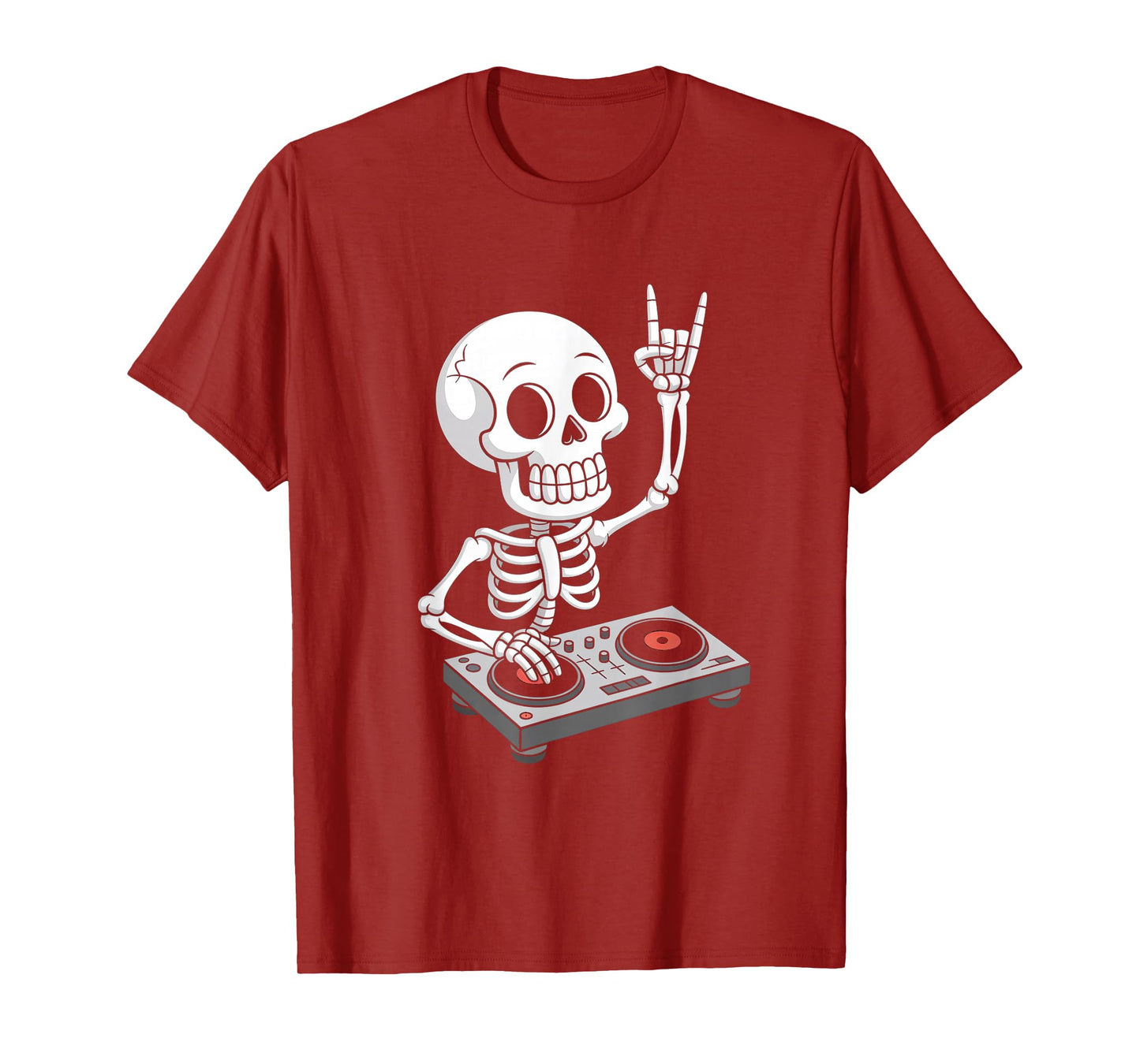 Skeleton DJ on Turntables EDM Synthesizer Rave Music Ghost T-Shirt
