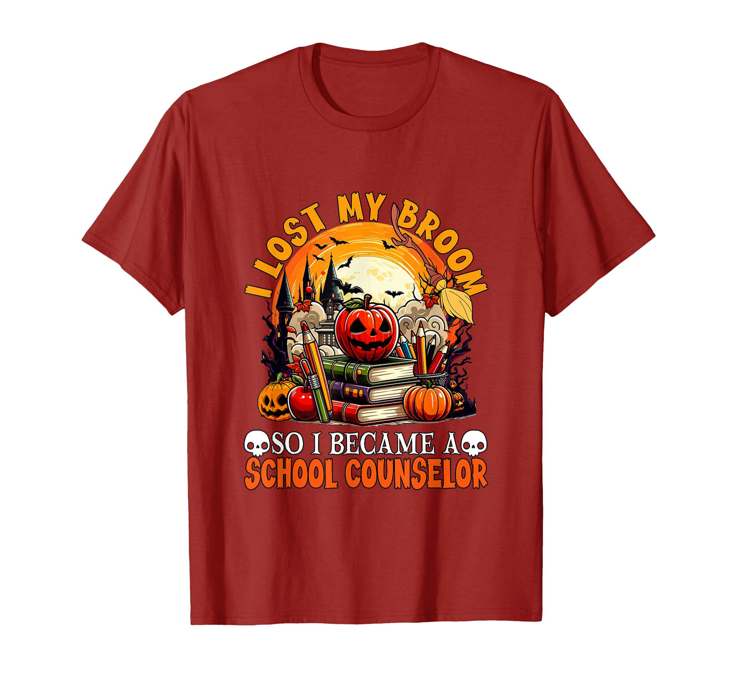 Lost Broom So I Became A School Counselor Halloween Witch T-Shirt