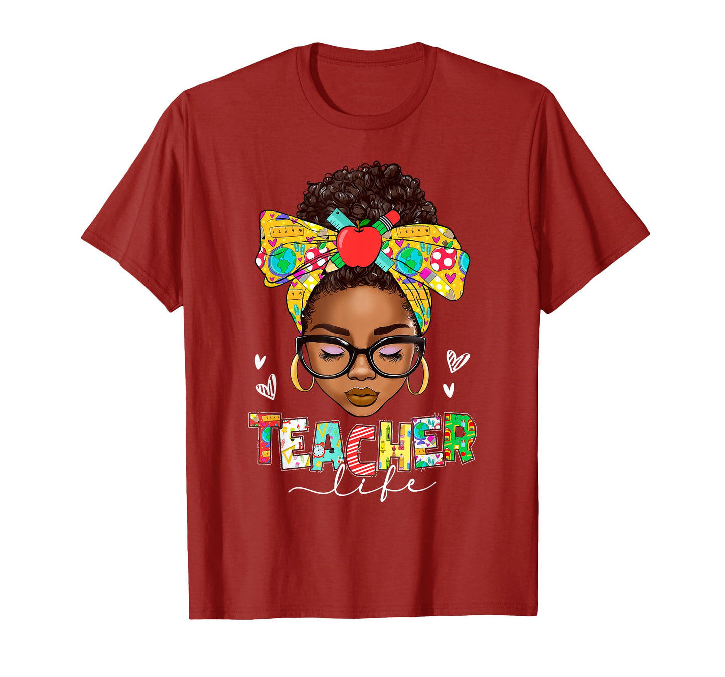 Teacher Life Messy Bun Afro African American Back To School T-Shirt