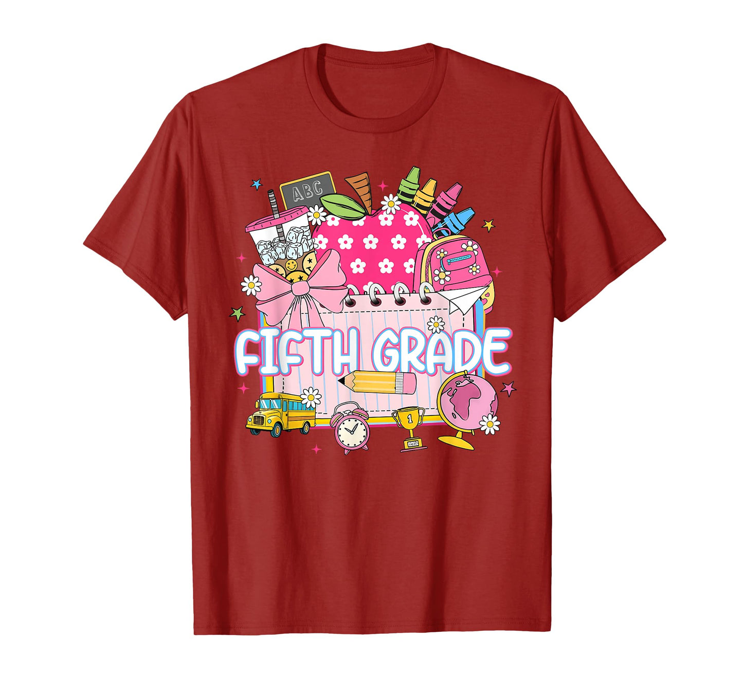 Fifth 5th Grade Back To School Coffee Apple Teacher Women T-Shirt