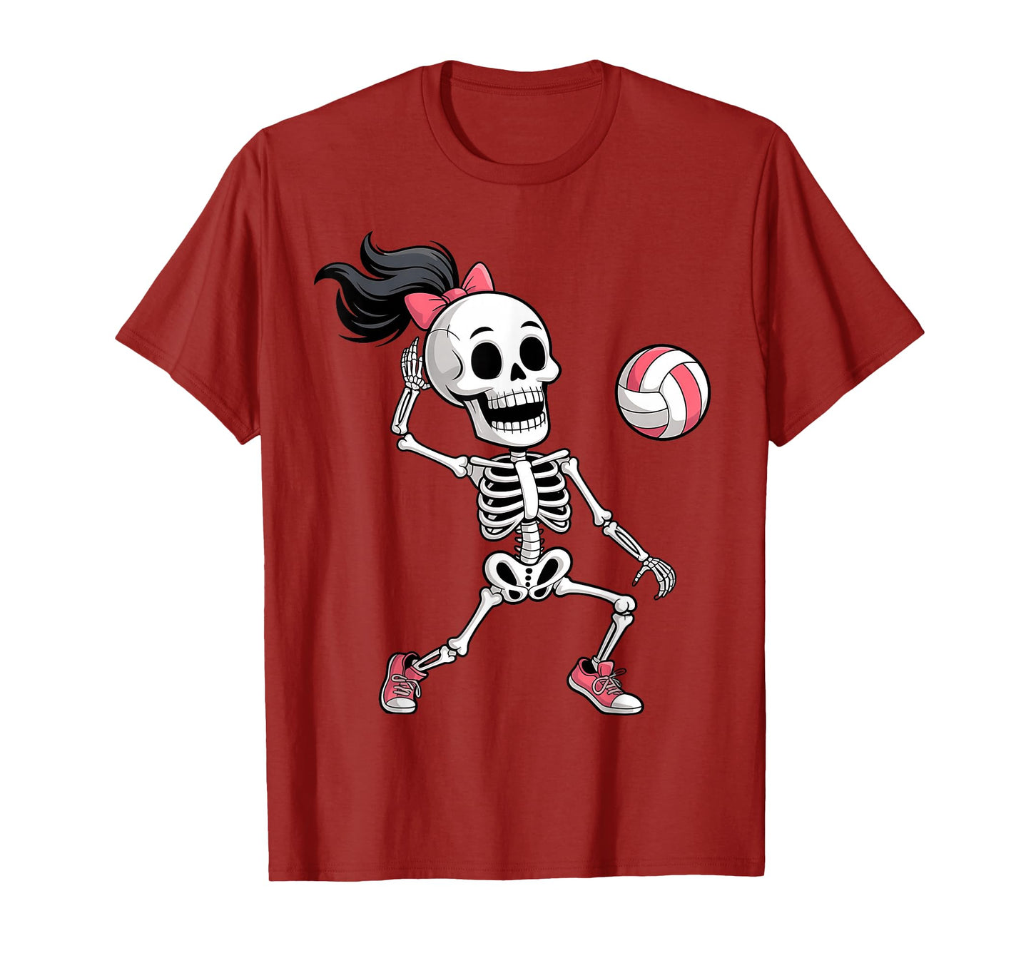 Skeleton Volleyball Halloween Costume Funny Women Girls Kids T-Shirt