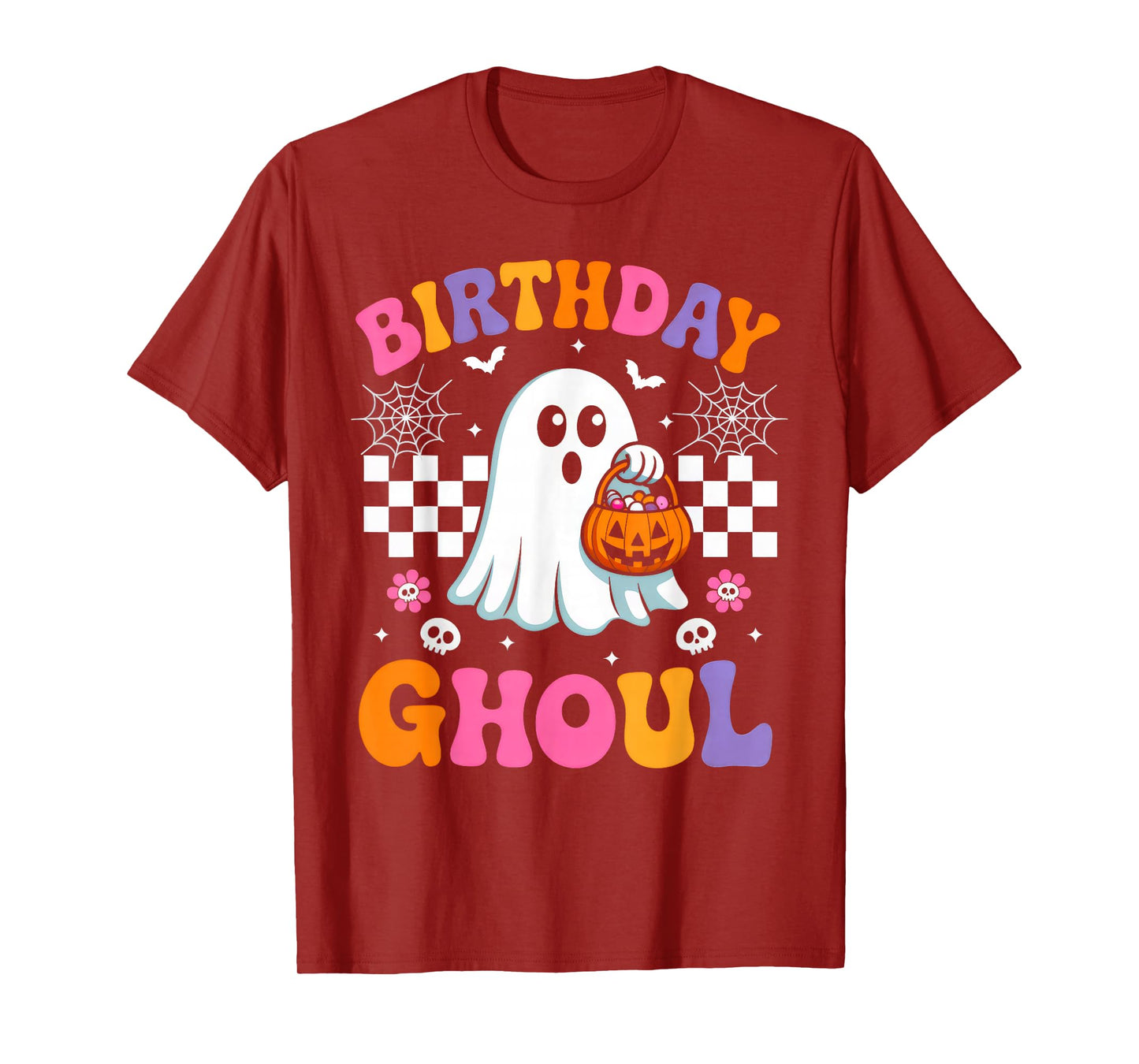 Birthday Ghoul Floral Ghost Groovy Retro Halloween Costume T-Shirt