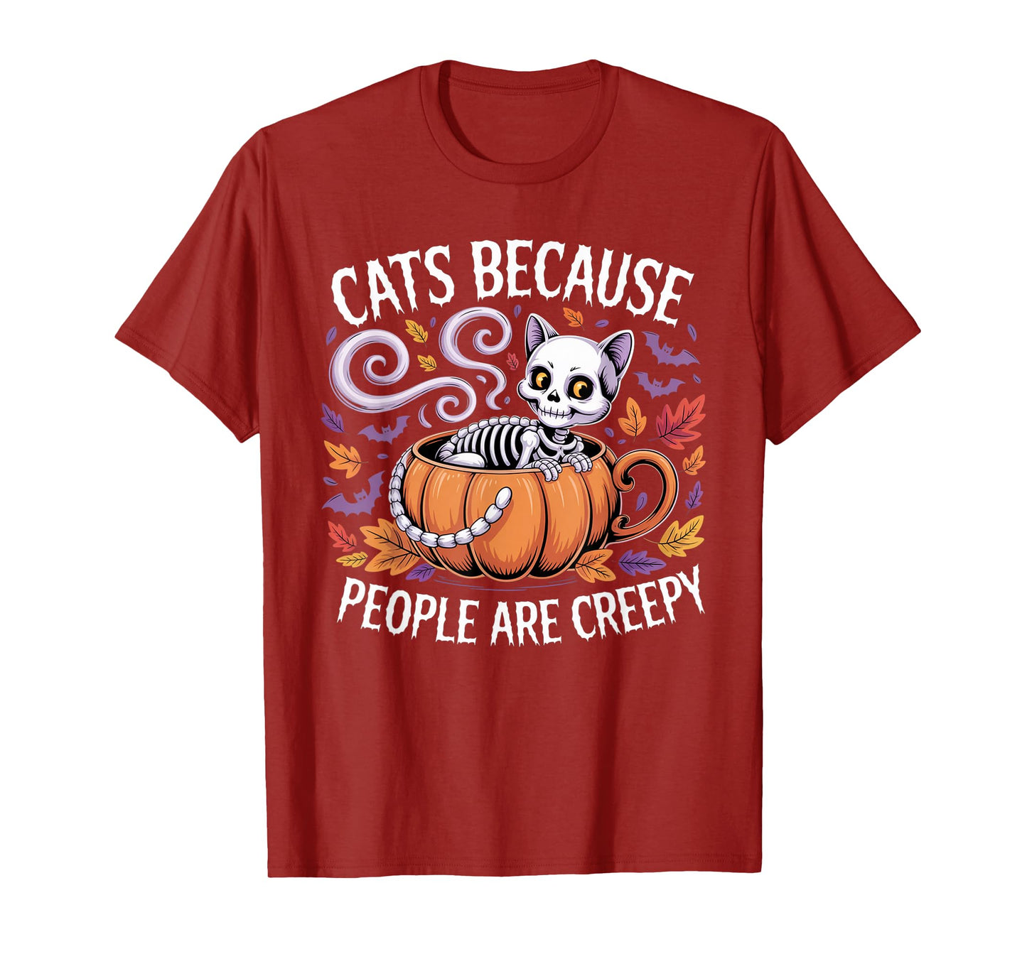 Cats Because People are Creepy Ghost Halloween Cat Mom Kids T-Shirt