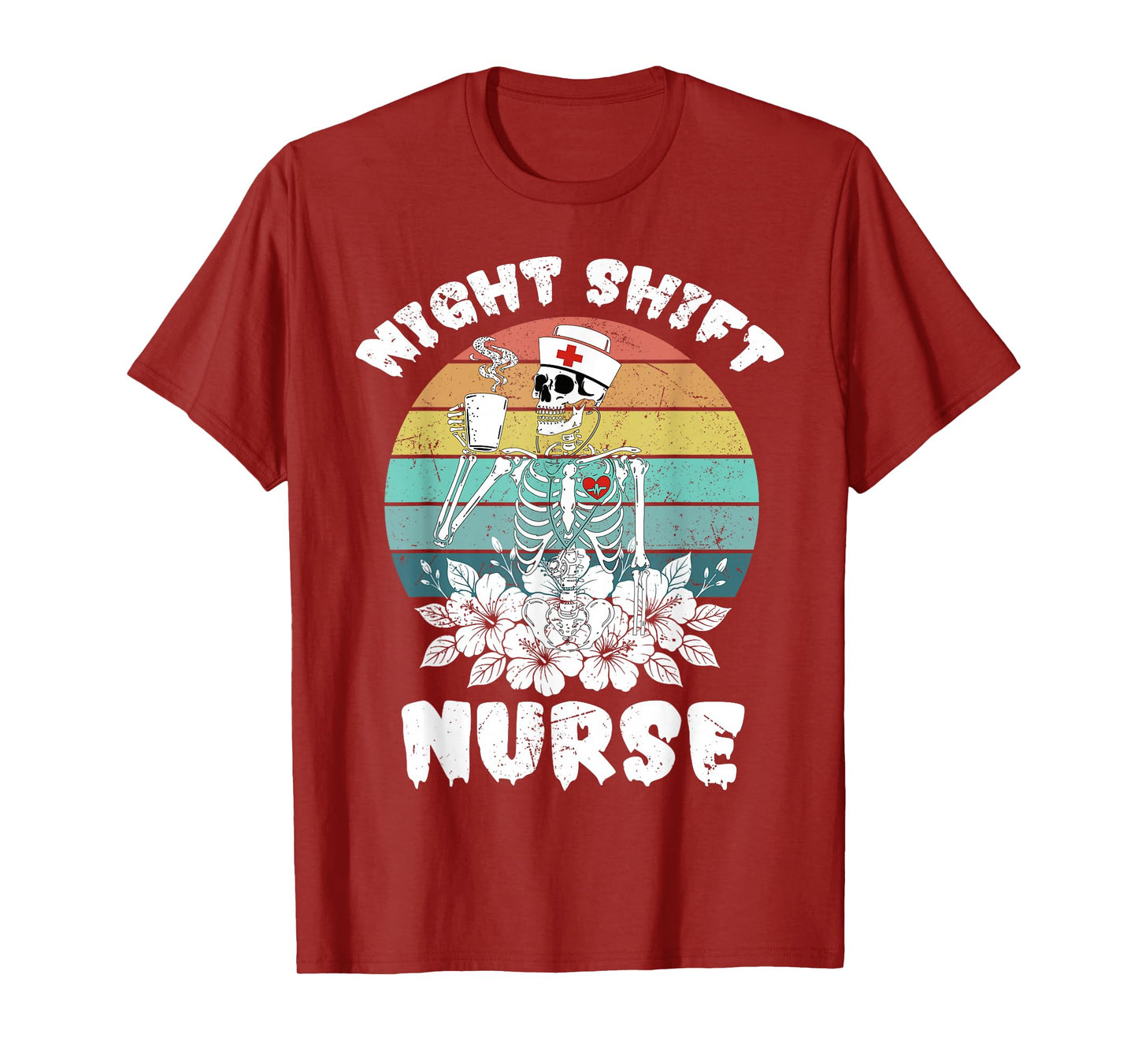 Funny Night Shift Nurse Skeleton Halloween RN Nurses Women T-Shirt