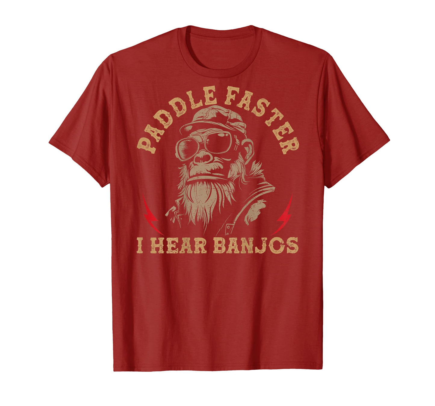 Paddle Faster I Hear Banjos Funny Monkey (On Back) T-Shirt