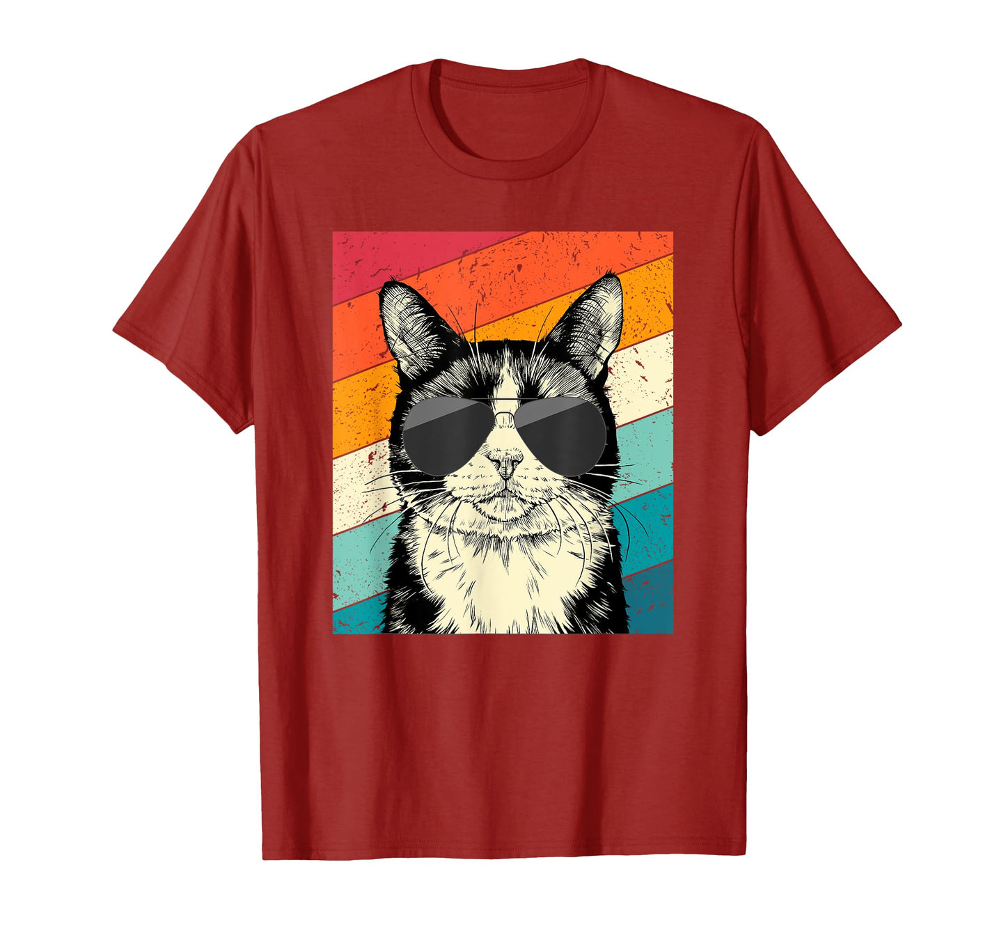 Retro Vintage Tuxedo Cat with Sunglasses Cat Lovers T-Shirt for Men Women Kids