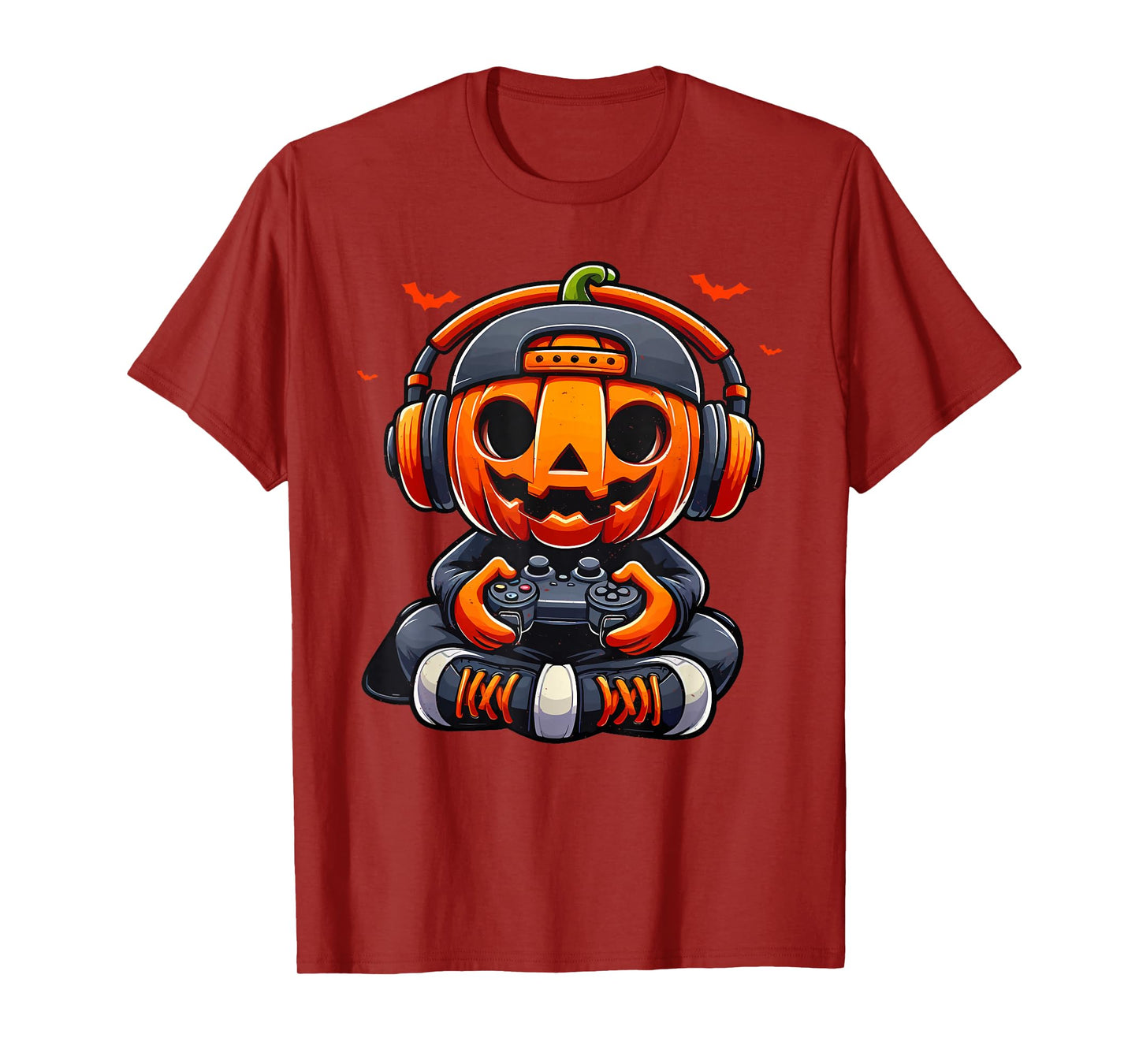 Funny Halloween Gamer Spooky Pumpkin Gaming Men Boys Kids T-Shirt