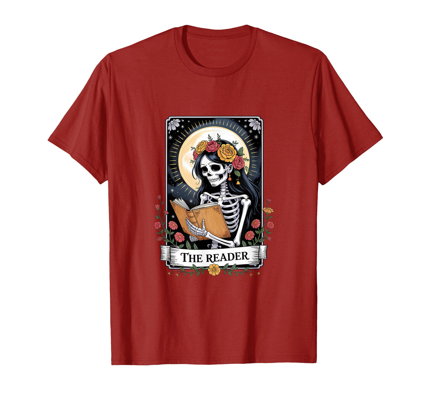 The Reader Skeleton Tarot Design T-Shirt