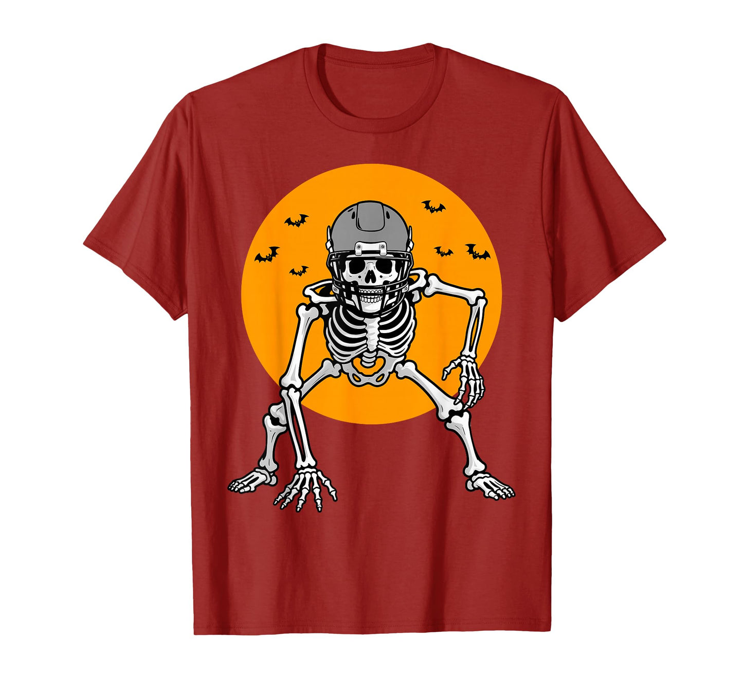 Football Skeleton Line Backer Spooky Face Off Halloween T-Shirt