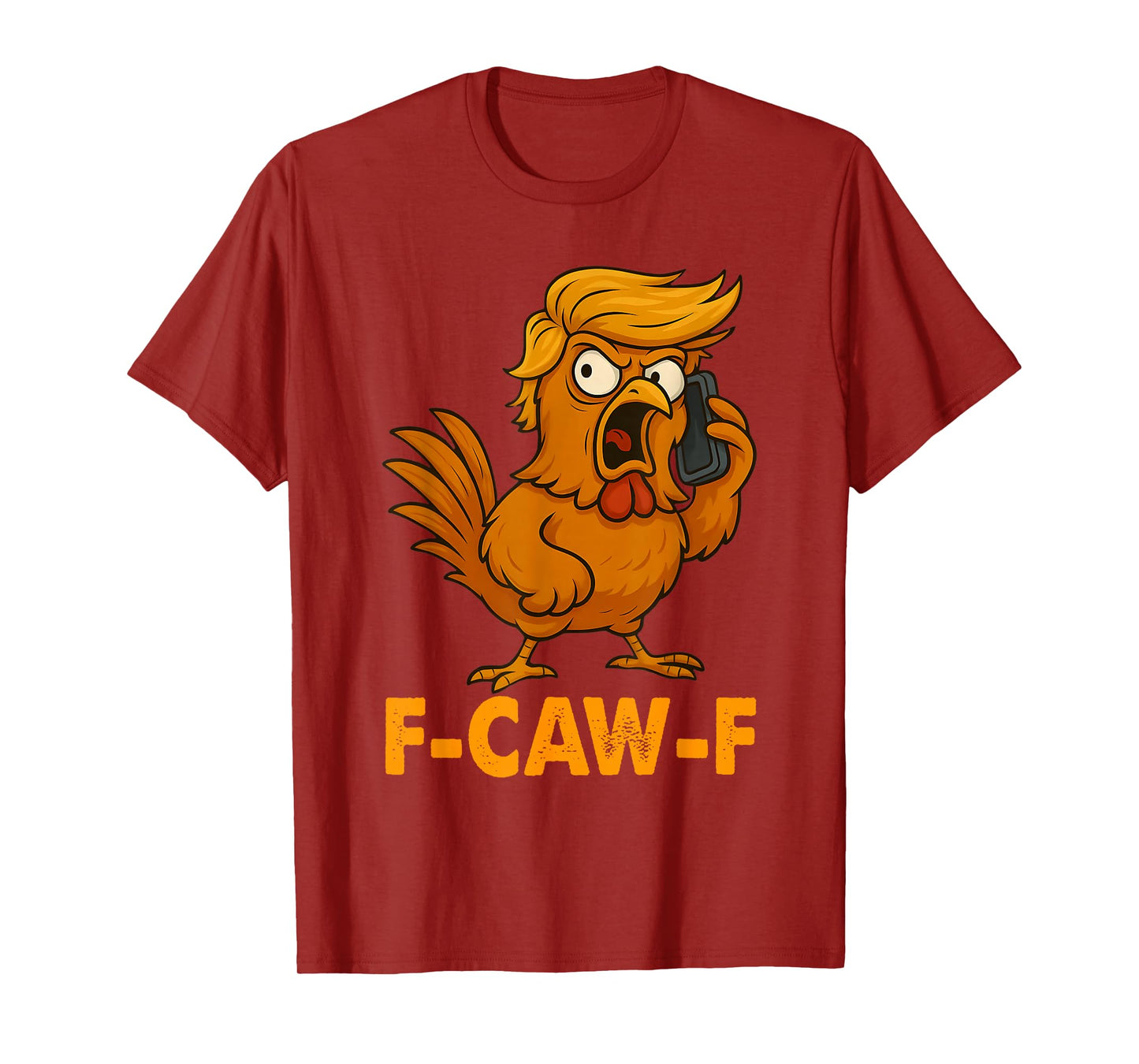 Funny F-CAW-F Turkey with Crazy Hair Thanksgiving Humor Art T-Shirt
