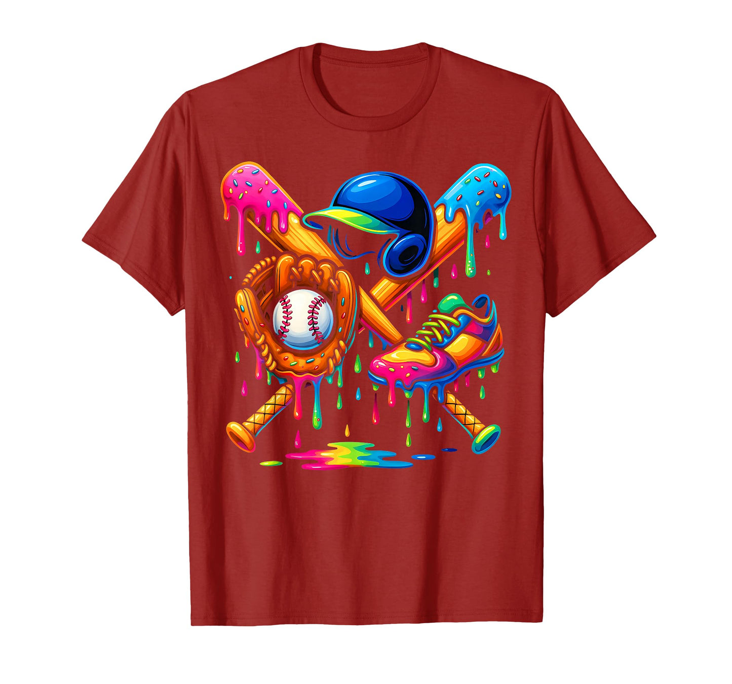 Baseball Drip Boys Ice Cream Youth Sweet Bat Cleats Glove T-Shirt