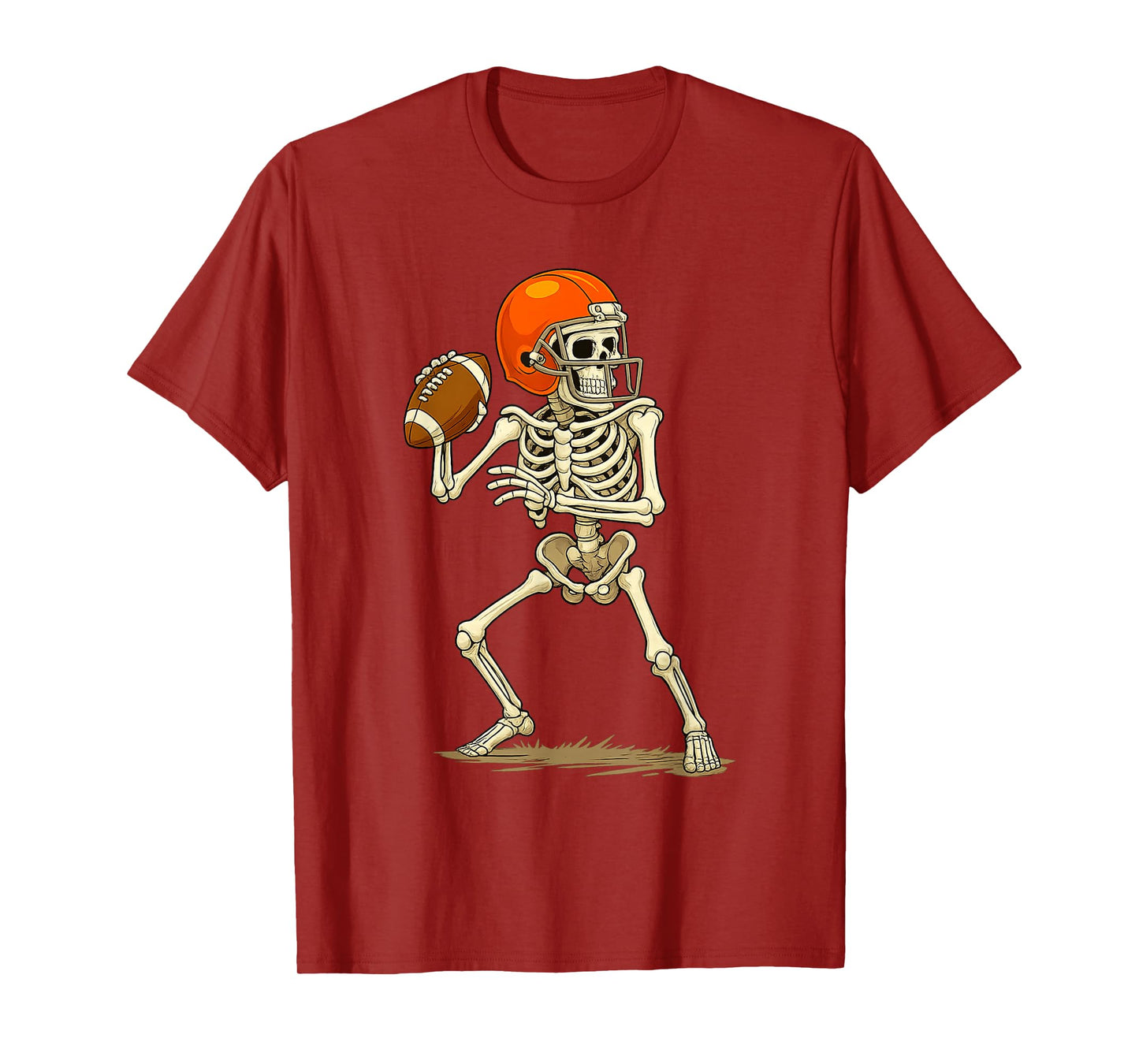 Football Skeleton Running Back Horror Art Halloween Game Day T-Shirt