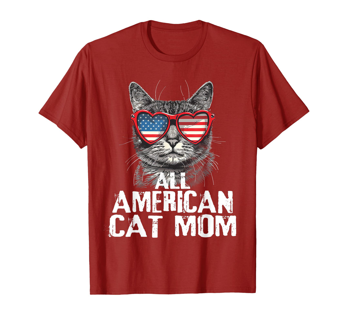 All American Cat Mom 4th Of July Patriotic Women Teen Girls T-Shirt