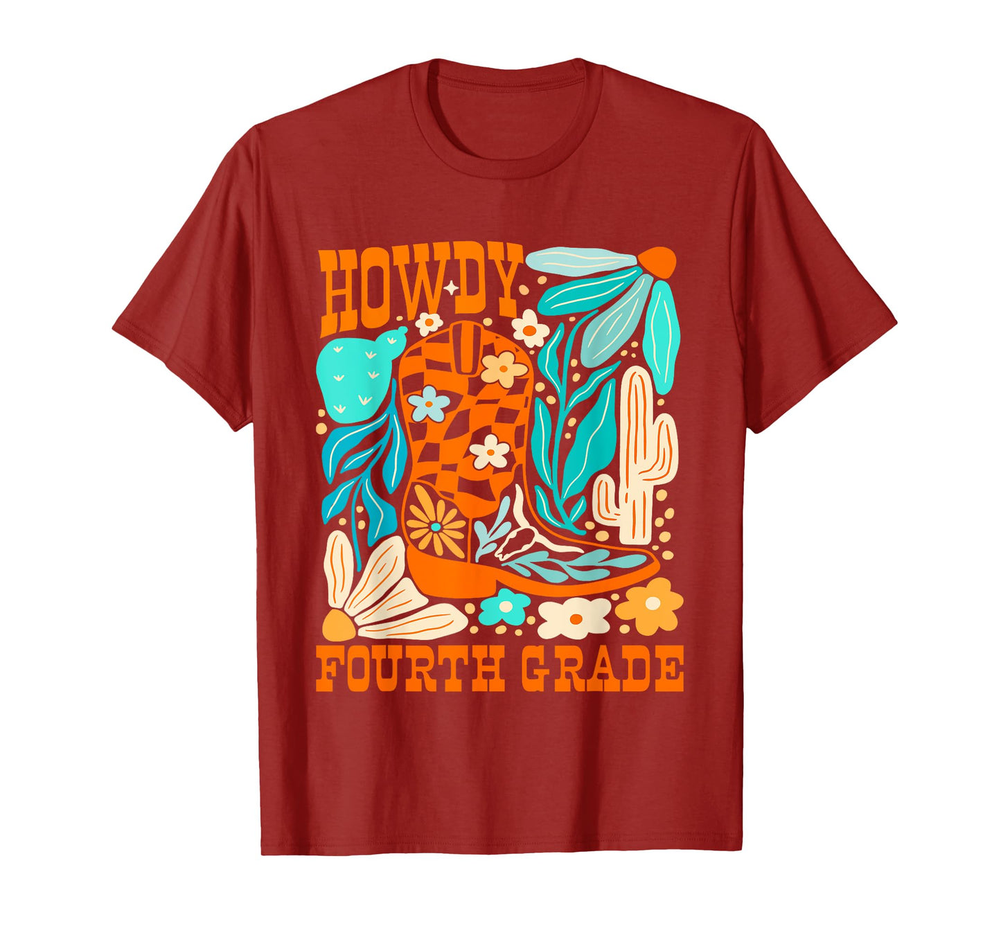 Howdy Fourth Grade Western 4th Grade Teacher Cowboy Cowgirl T-Shirt