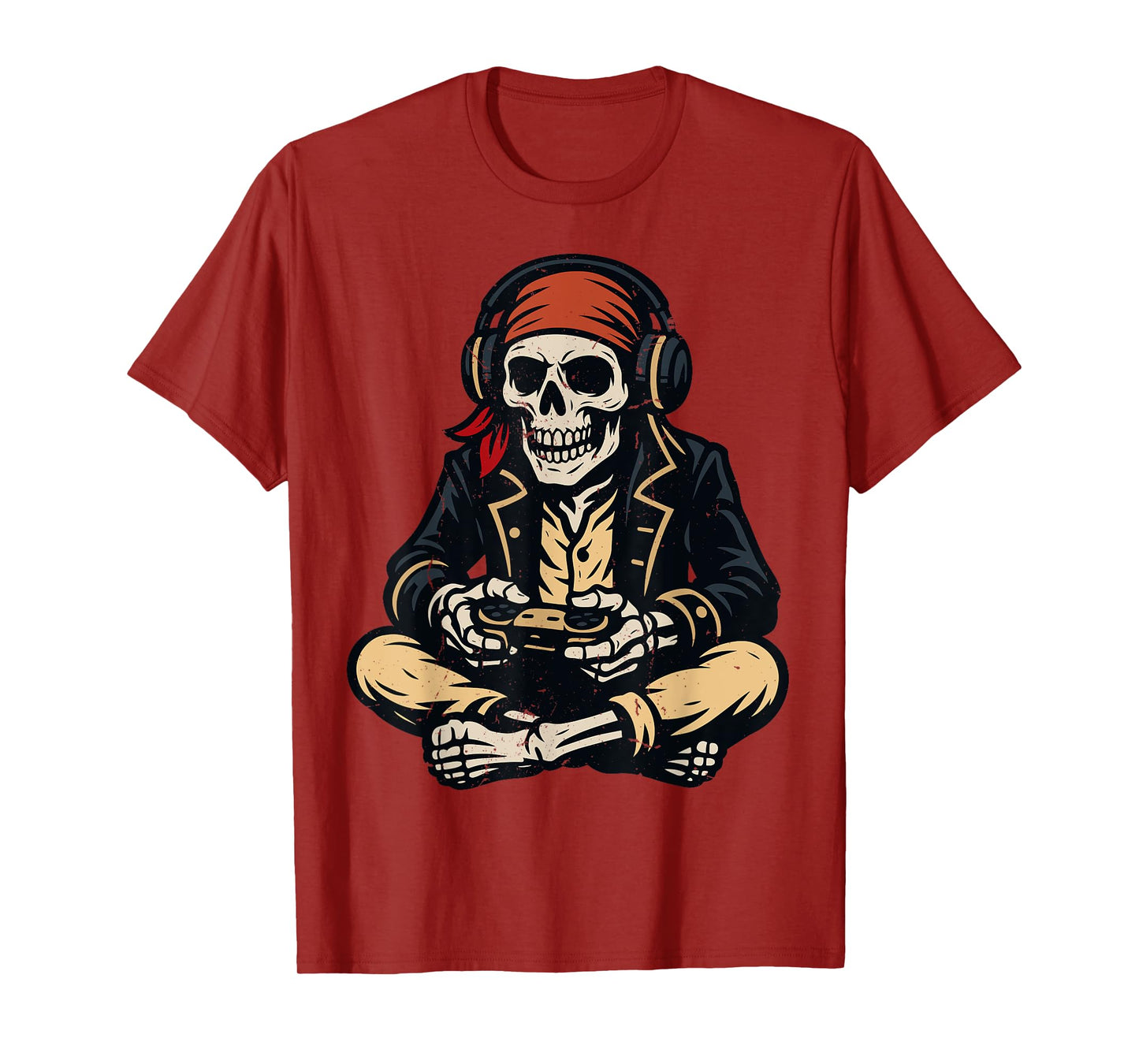 Halloween Pirate Skeleton Gamer Video Gaming Boys Men Kids T-Shirt