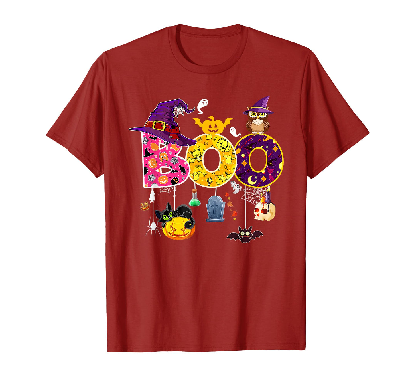 Boo Creepy Owl Pumpkin Ghost Spider Funny Halloween Costume T-Shirt