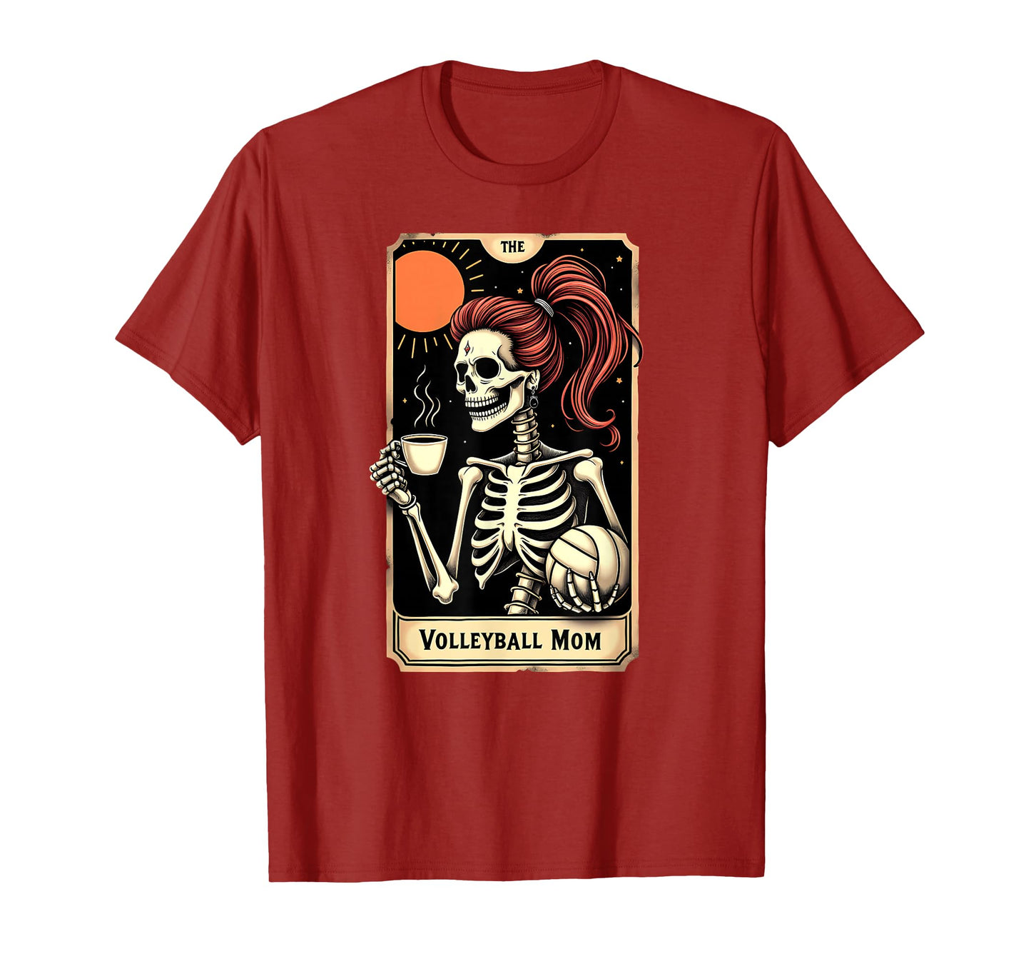 Gothic Tarot Card Skeleton Volleyball Mom Coffee T-Shirt