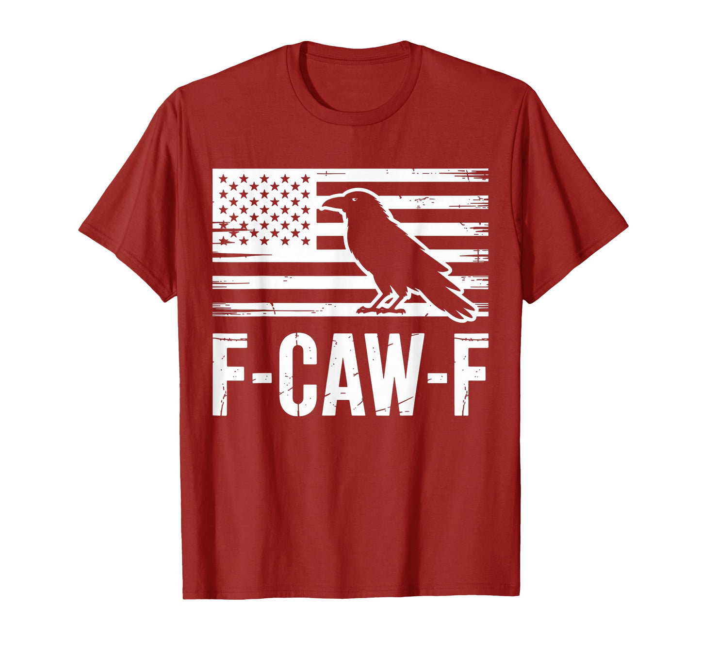 F-CAW-F Sarcastic Bird Lovers Halloween Crow USA Flag T-Shirt