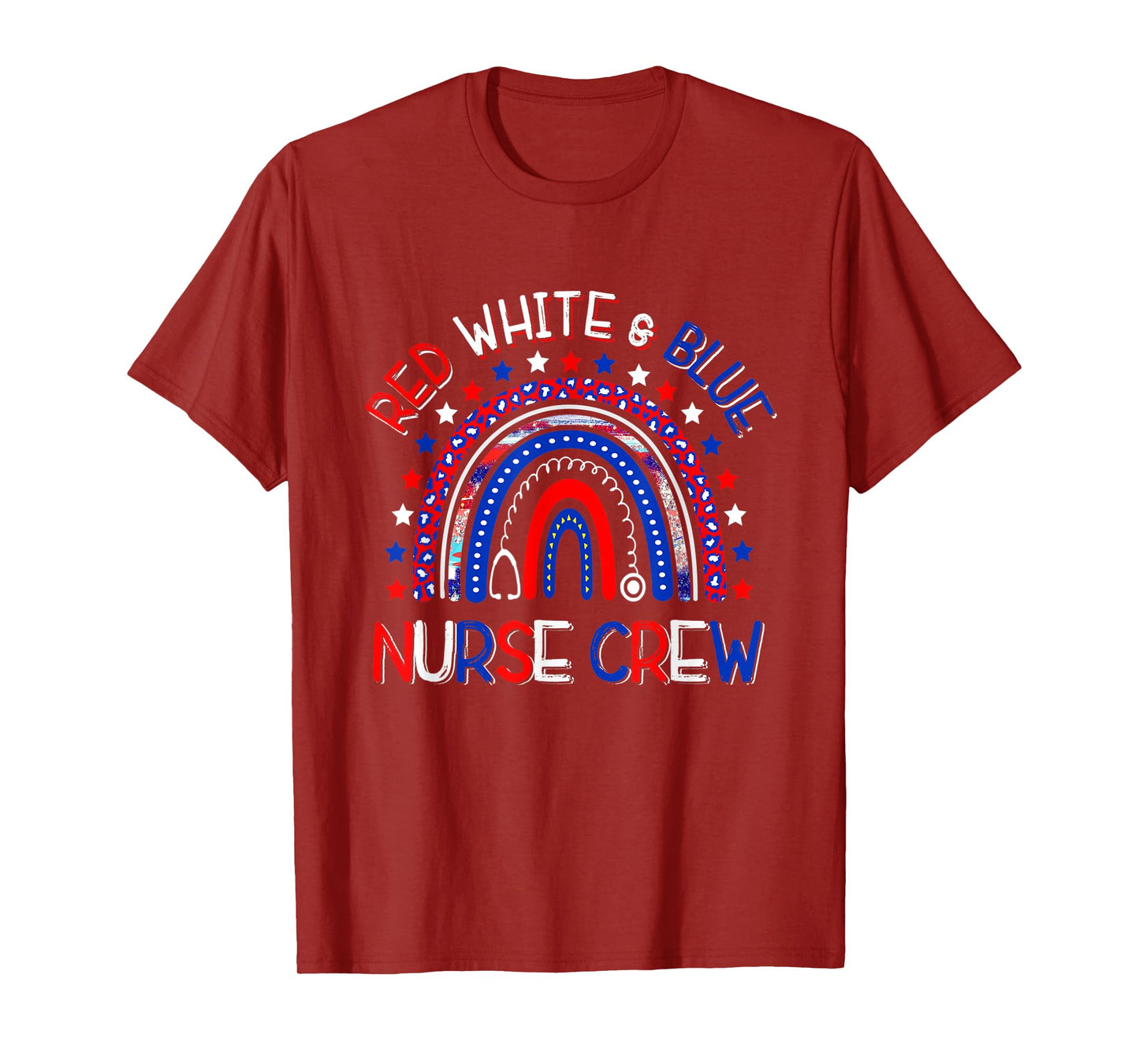 Red White Blue Nurse Crew 4th Of July US Flag Rainbow T-Shirt