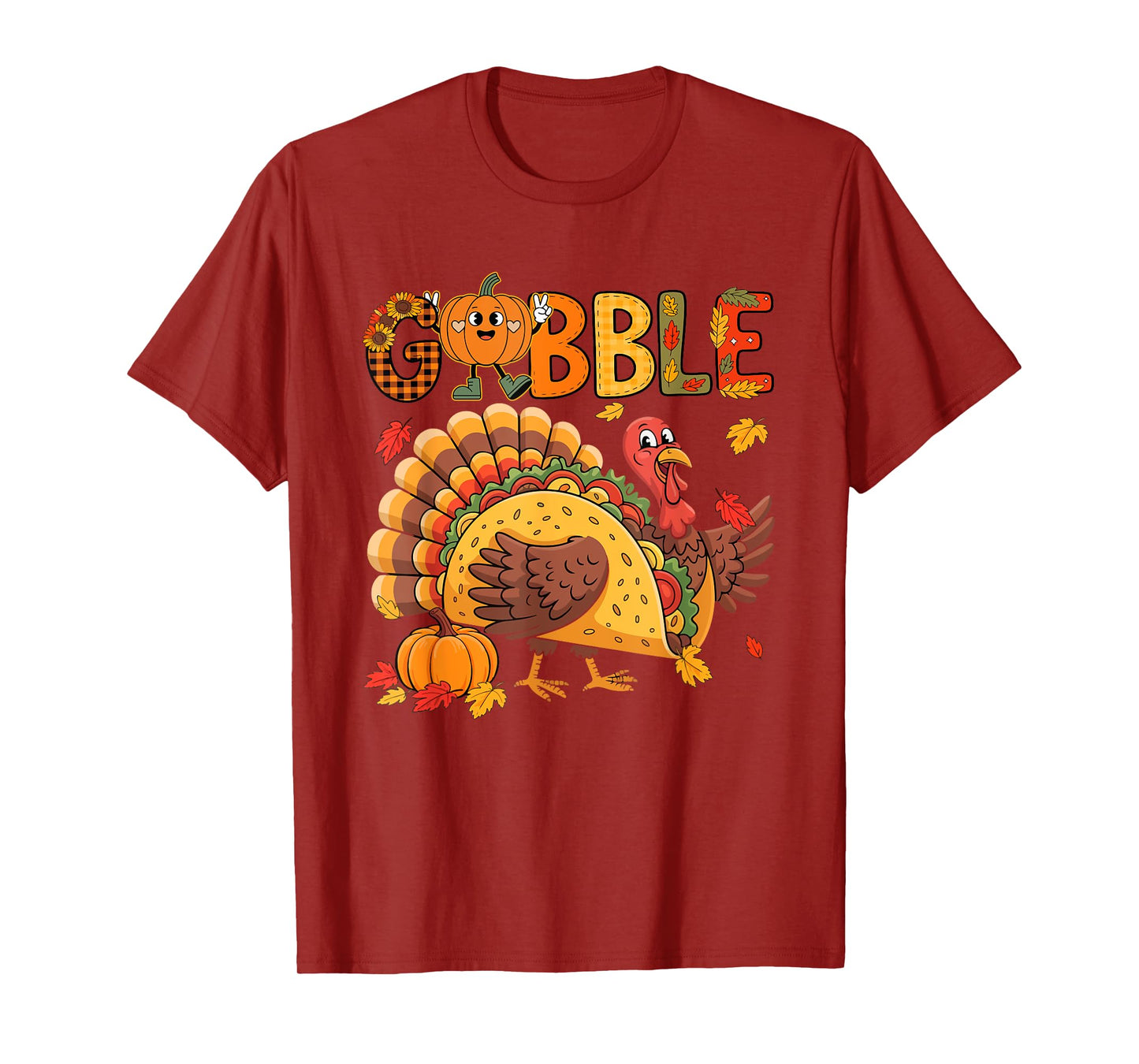 Gobble Thanksgiving Turkey As Taco Matching Food Lover Kids T-Shirt