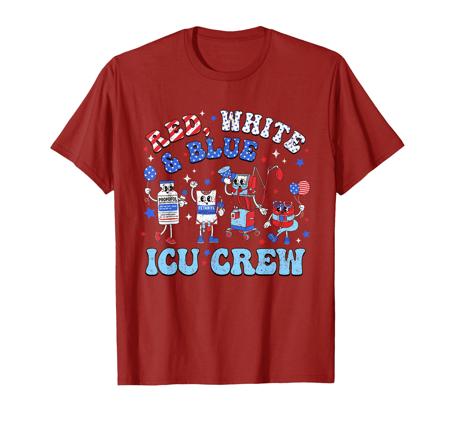 Icu Nurse 4th July Independence Day Red White Blue Icu Crew T-Shirt