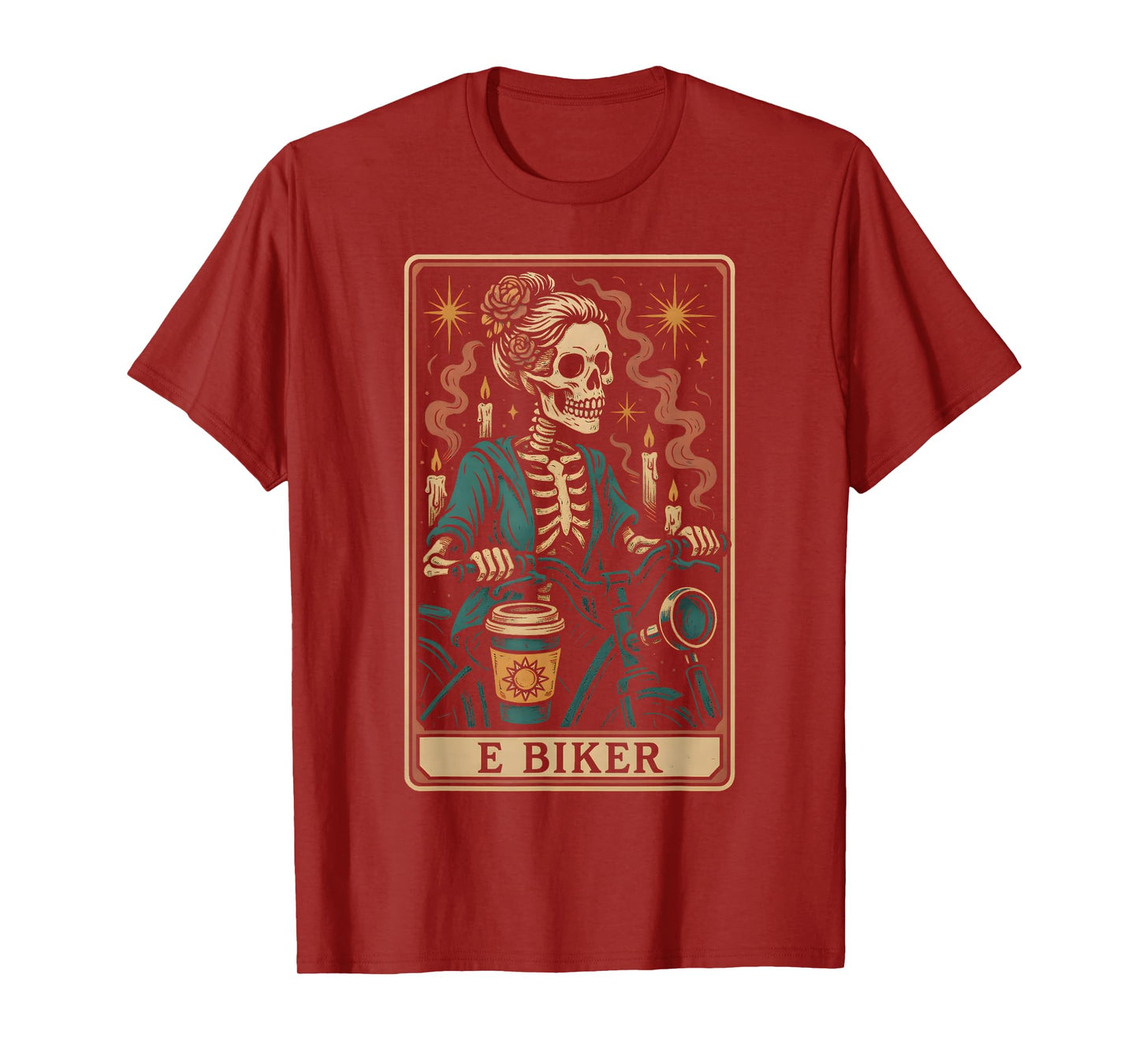 Mystic Skeleton Rider Tarot Inspired E Biker Artwork T-Shirt