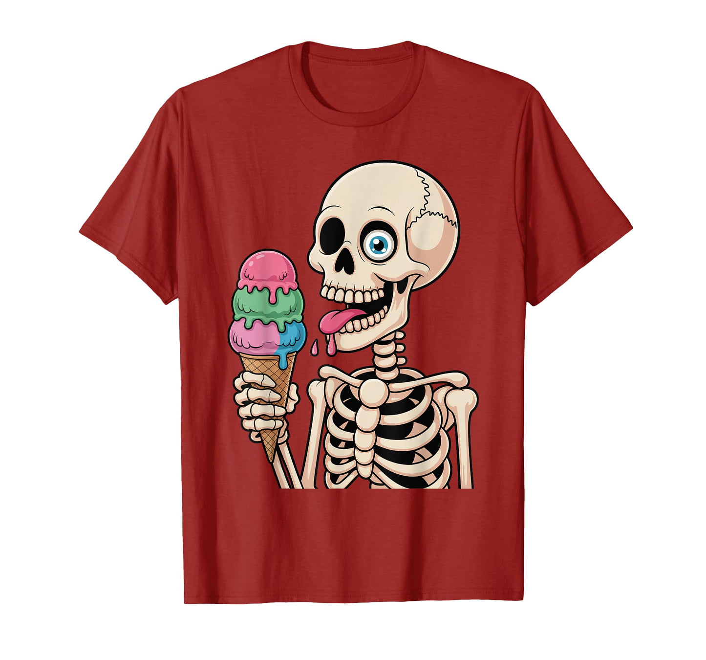 Funny Creepy Skeleton Eating Ice Cream Halloween Costume T-Shirt