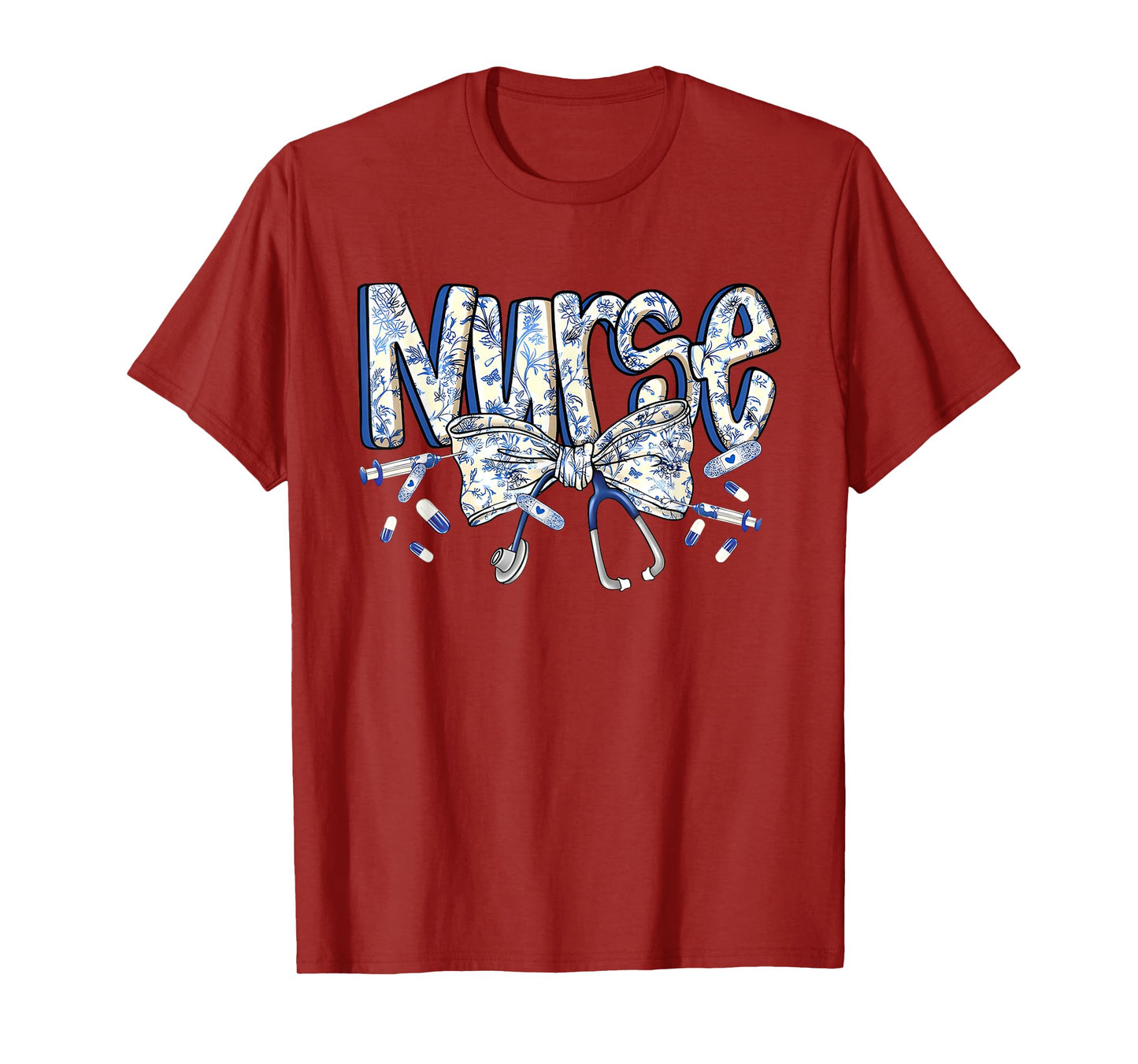 Nurse Coquette Bow Blue Stethoscope Nursing Medical Doctor T-Shirt