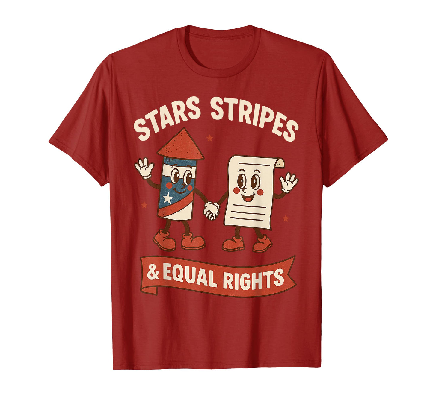 Stars Stripes Equal Rights Vintage 4th of July USA Freedom T-Shirt