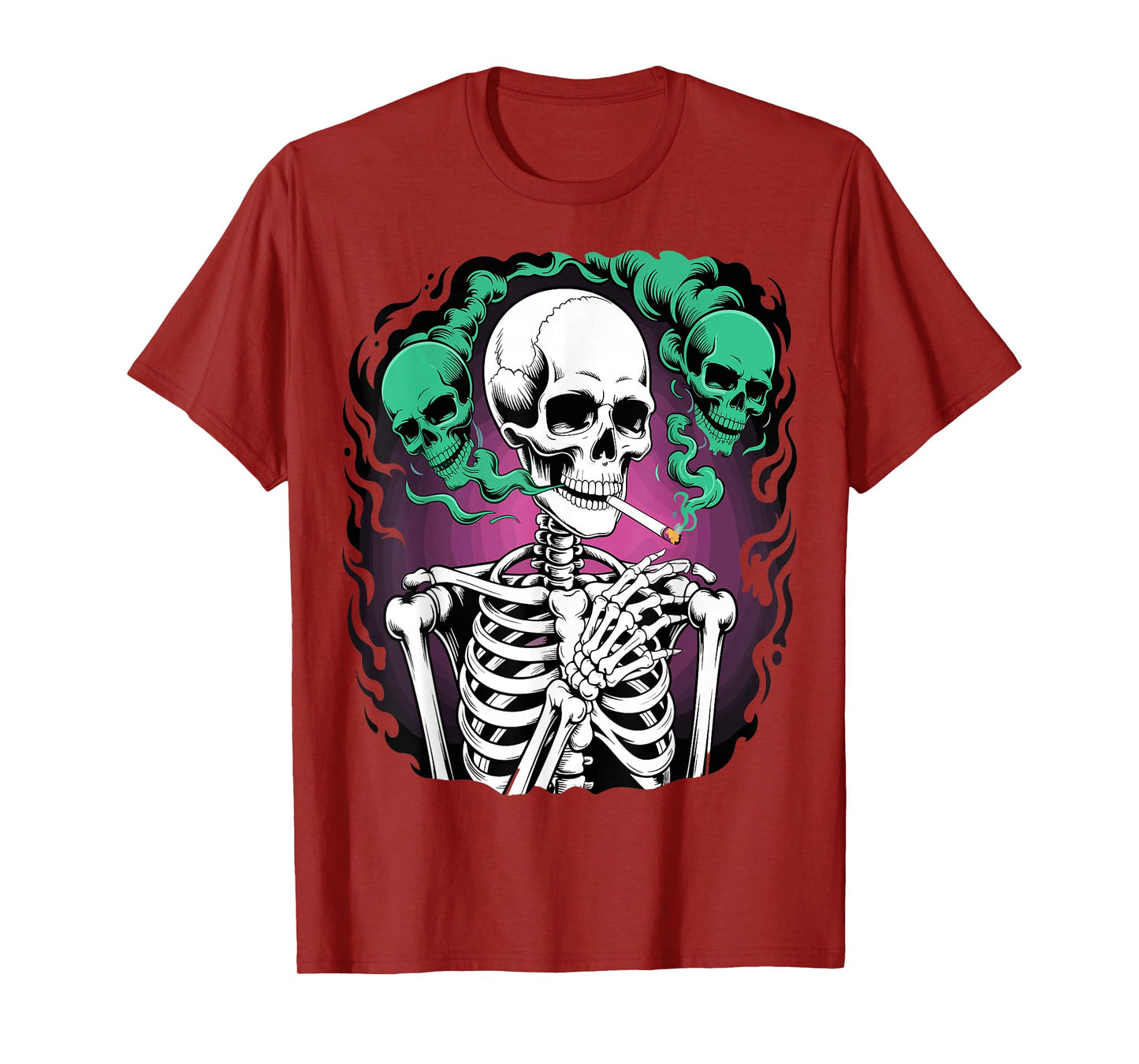 Smoking Skeleton Vintage Gothic Halloween Art T-Shirt