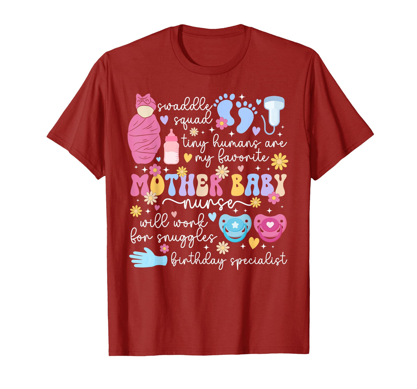 Mother Baby Nurse Groovy Postpartum Nurse Mom Baby Nurse T-Shirt