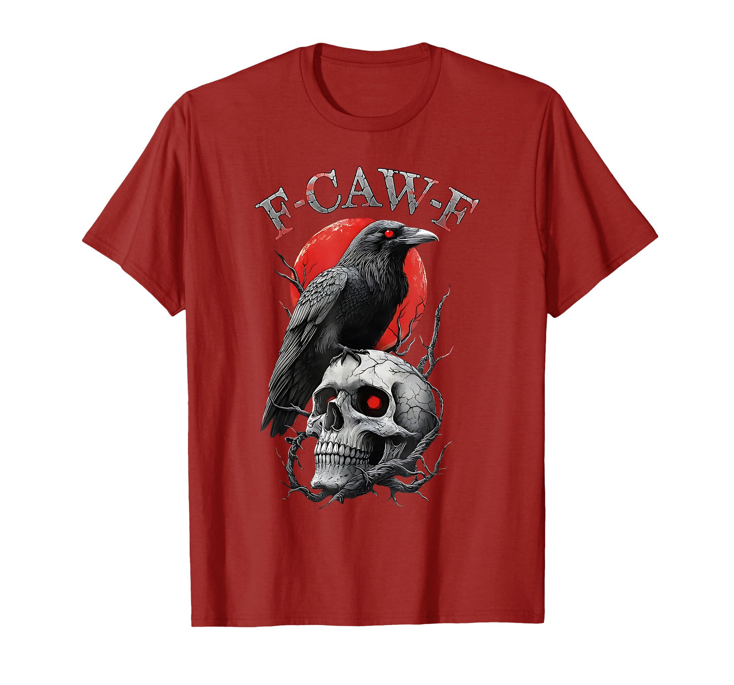 F-Caw-F Black Crow Pun Funny Bird Moon Gothic Halloween T-Shirt