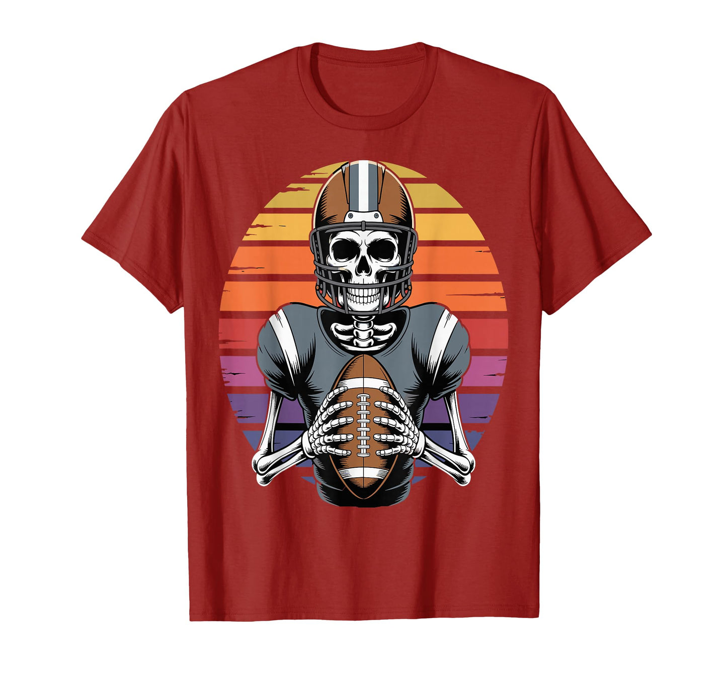 Halloween Skeleton Football Player Skull Spooky Sports T-Shirt