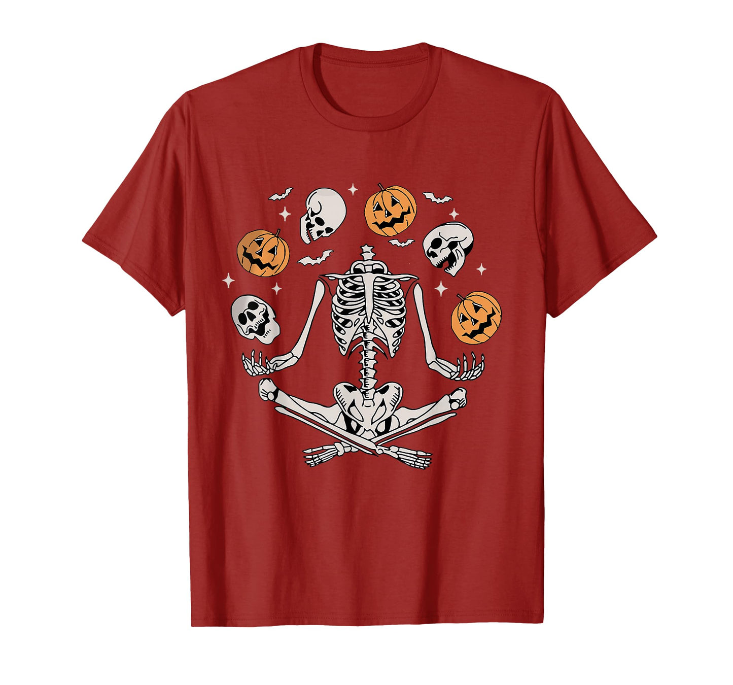 Retro Skeleton Halloween Spooky Season Pumpkin Skull Funny T-Shirt