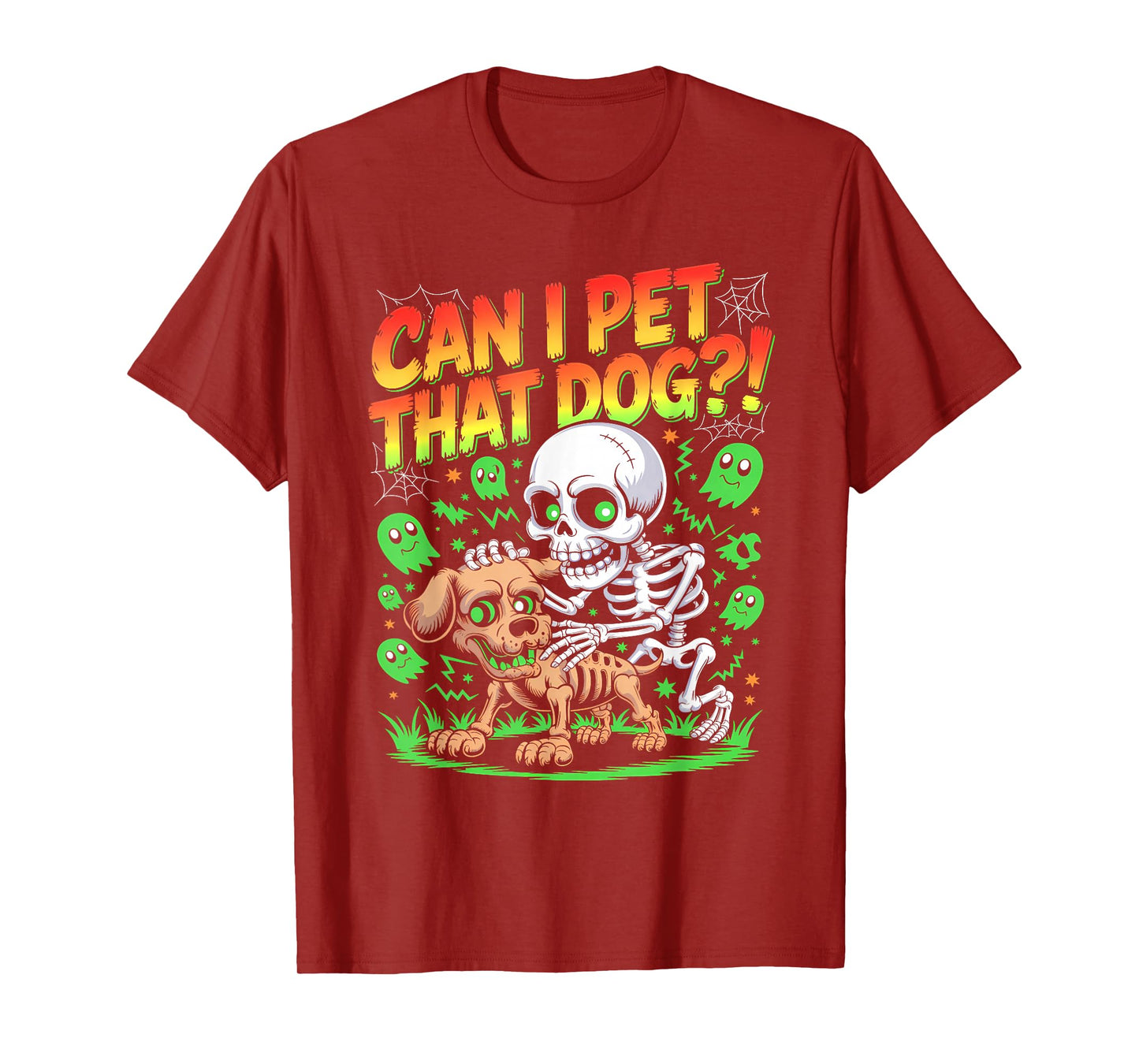 Can I Pet That Dog?! Funny Skeleton Halloween Bootleg T-Shirt
