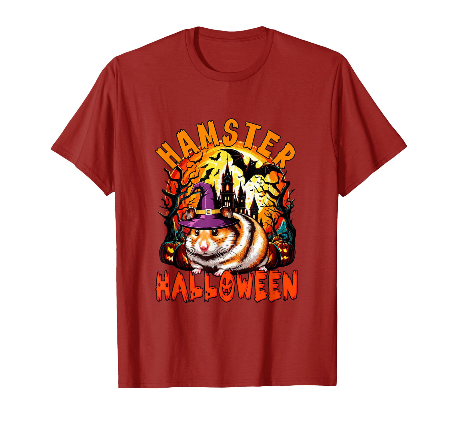 Hamster Halloween Cosplay Witch Horror Carved Pumpkins T-Shirt