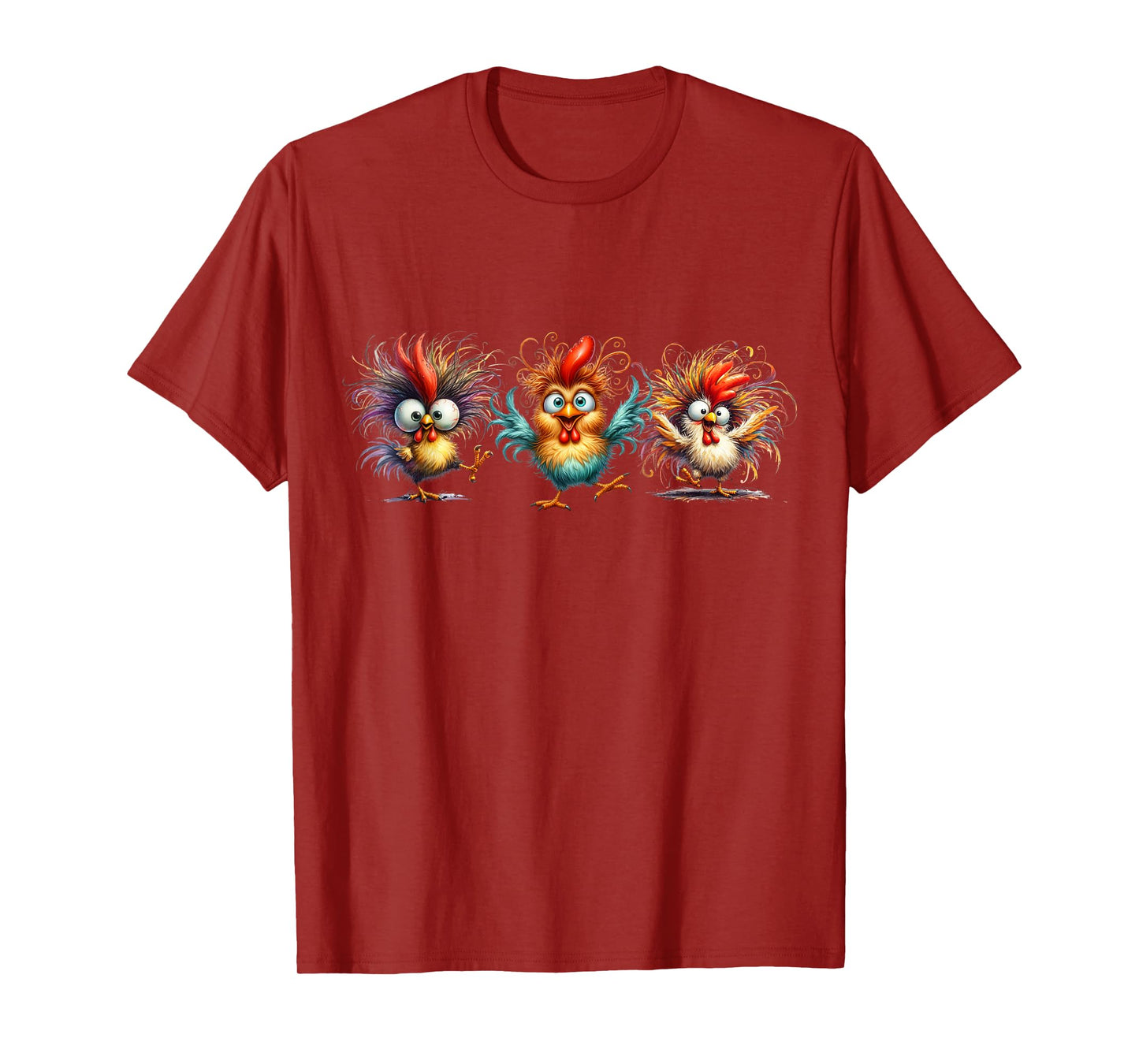 Chicken Art Crazy Chicken For Men Women Kid Boy Eagerlys Colorful Funny Chicken Art, Classic Modern Floral, Black, Unisex, Short Sleeve, T-Shirt, Small