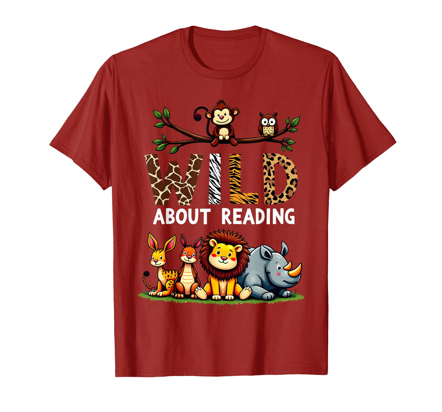 Wild About Reading Safari Animals Book Lover Librarian T-Shirt