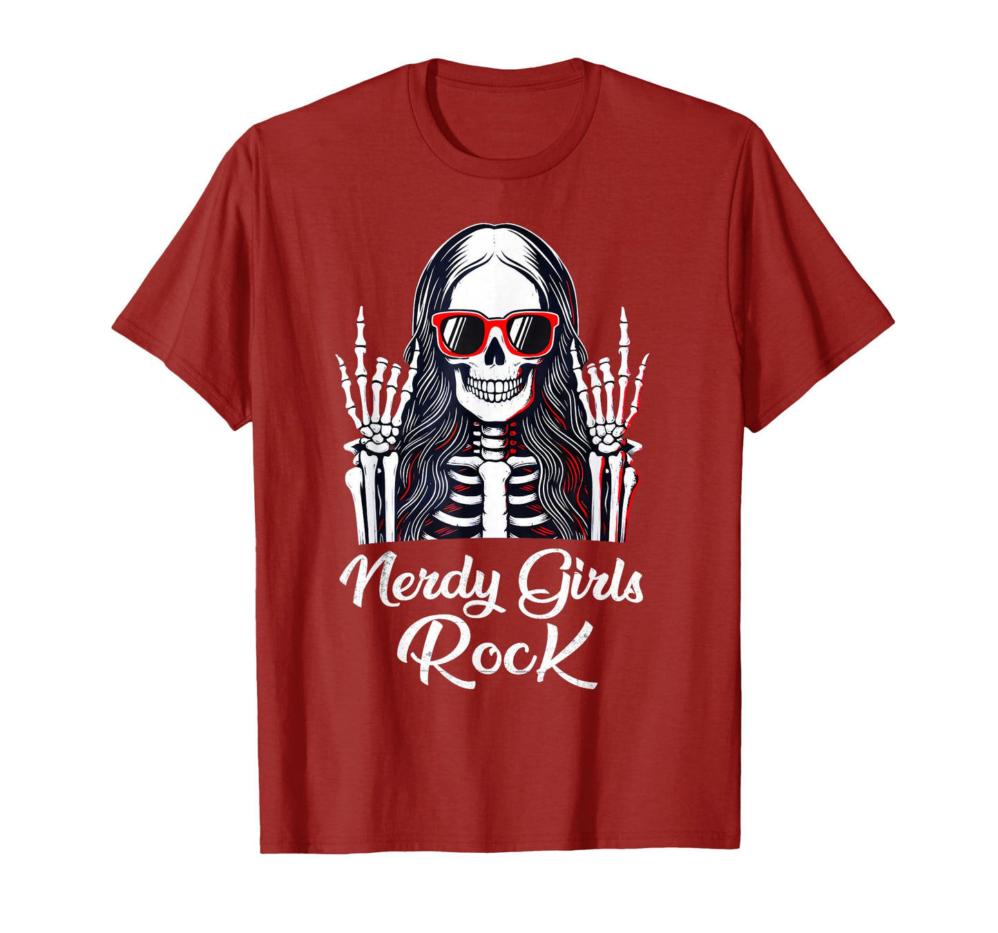 Nerdy Girls Rock Geek Rocker Girls Rock Cool Skeleton Kids T-Shirt