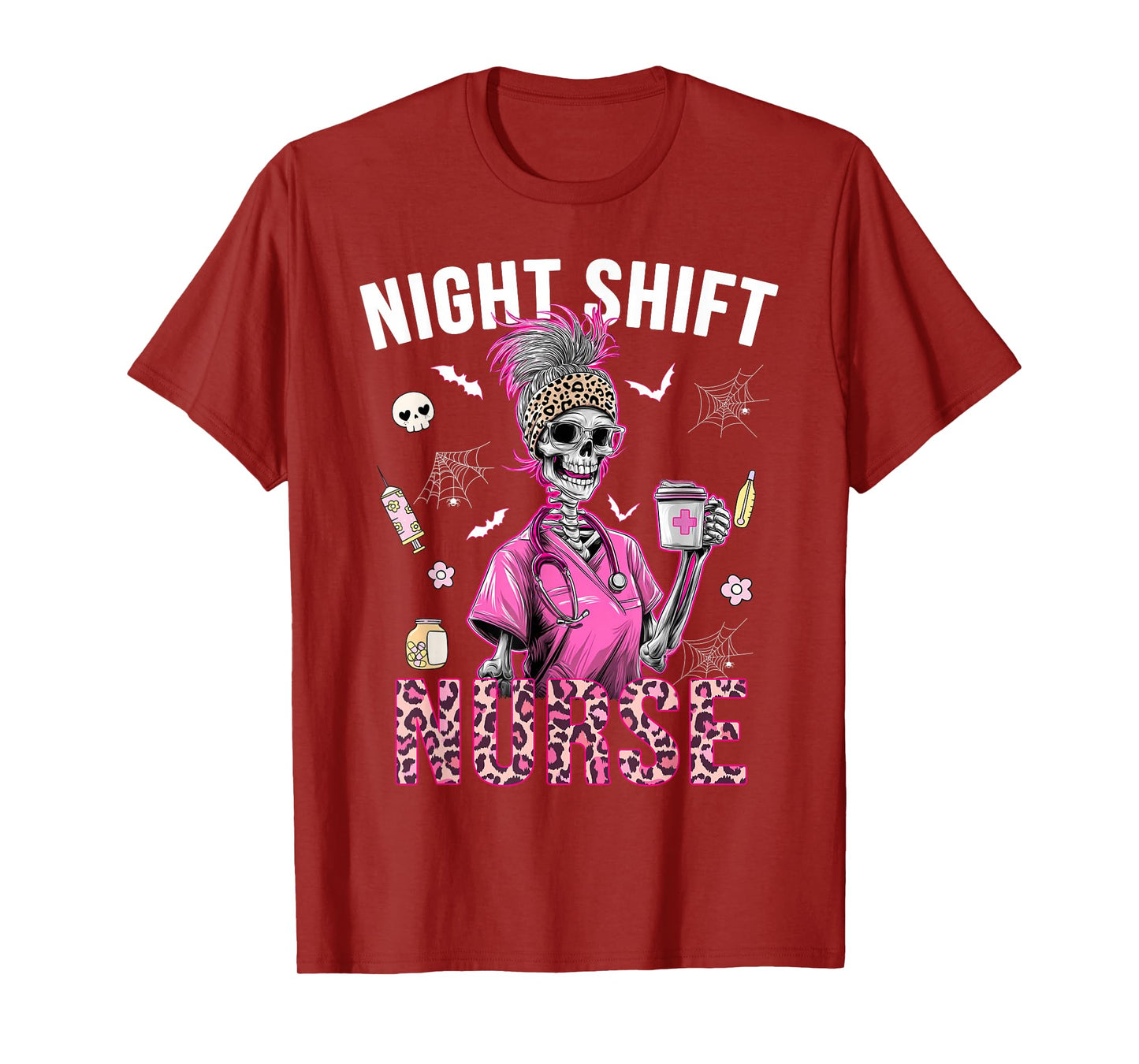 Nurse RN ICU Night Shift Skeleton T-Shirt