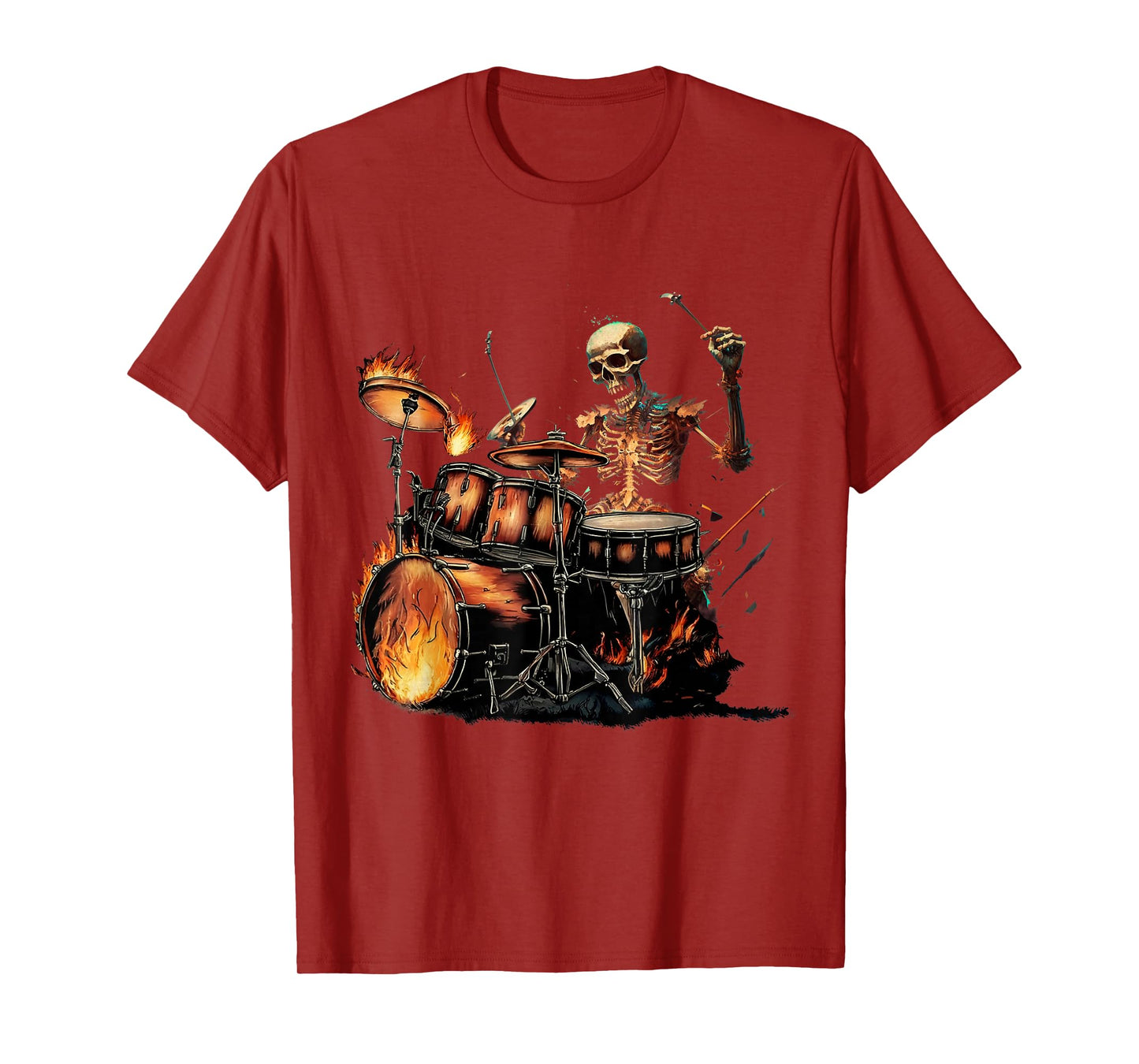 Gothic Skeleton Drummer Rock Band Drum Player Halloween T-Shirt
