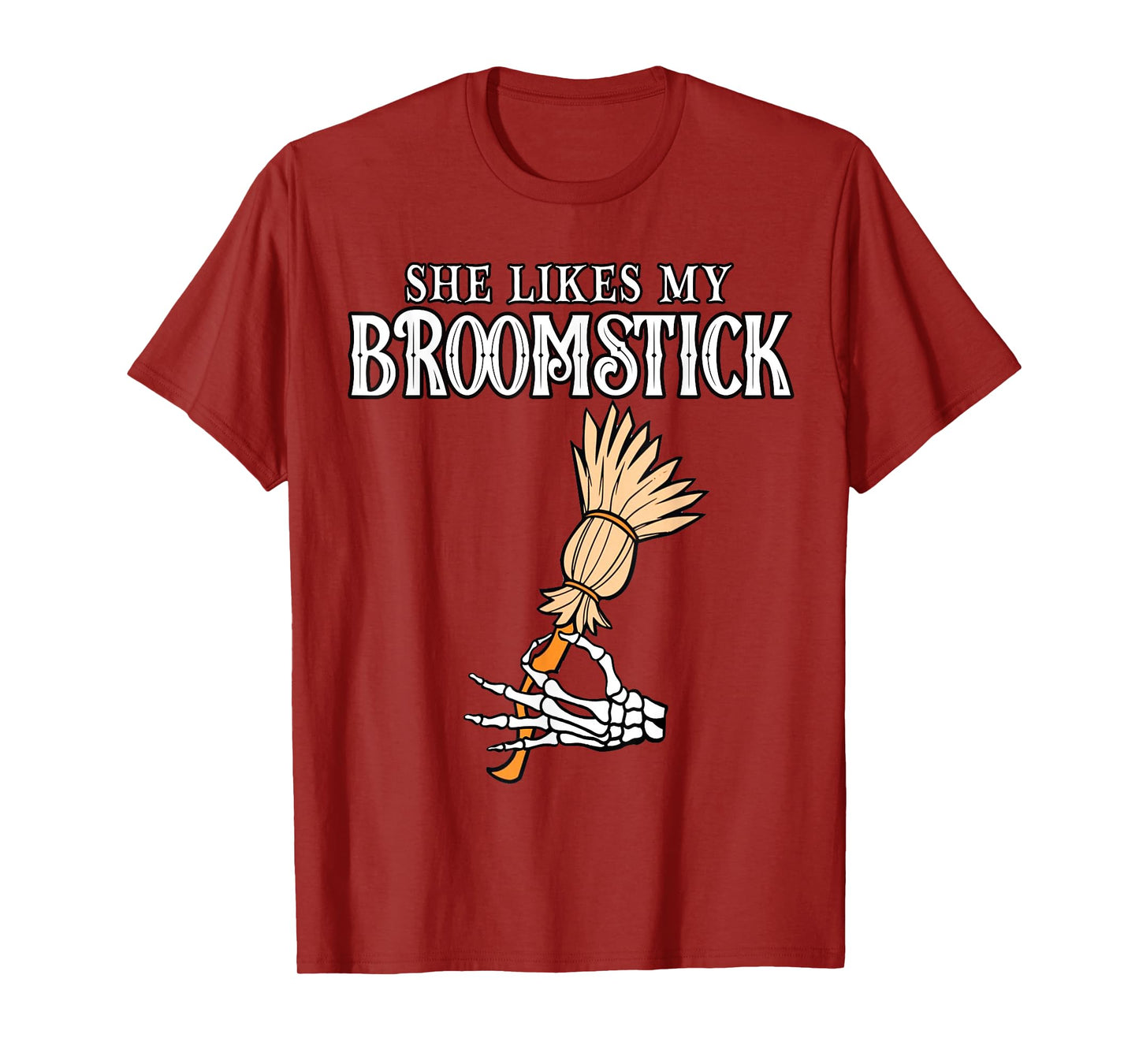 She Likes My Broomstick Couples Pumpkins Skeleton Halloween T-Shirt